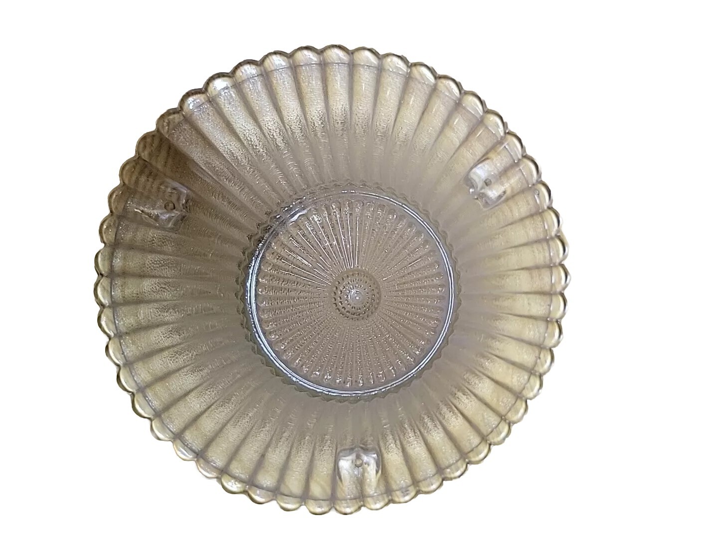Vtg Clear Diffused Glass 3 Hole Hanging Ceiling Light Shade Scalloped 11x6 In Vtg Clear Diffused Glass 3 Hole Hanging Ceiling Light Shade Scalloped 11x6 In