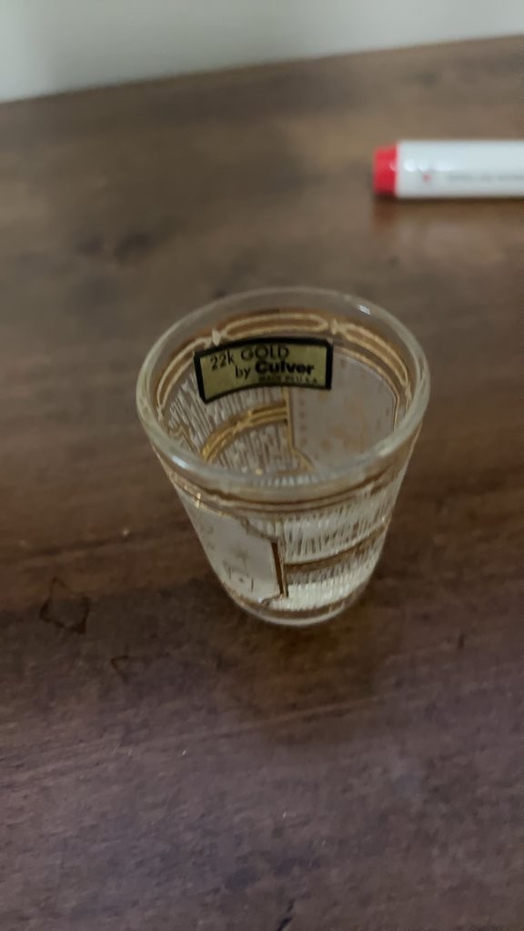Vintage Culver 22k Gold Casino Shot Glass