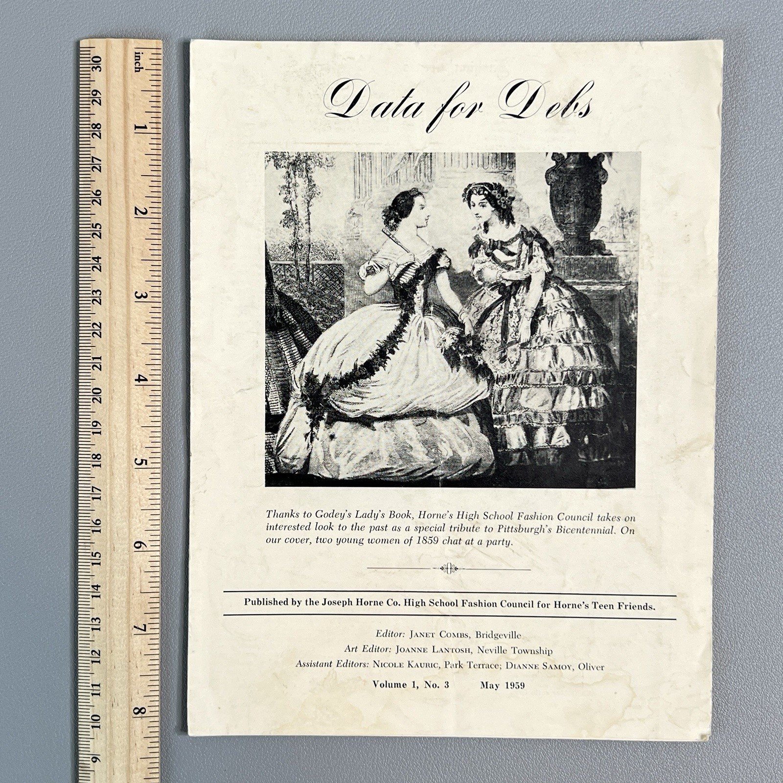 Vintage 1959 Data for Debs Joseph Horne Co Pittsburgh Famous Women Nellie Bly