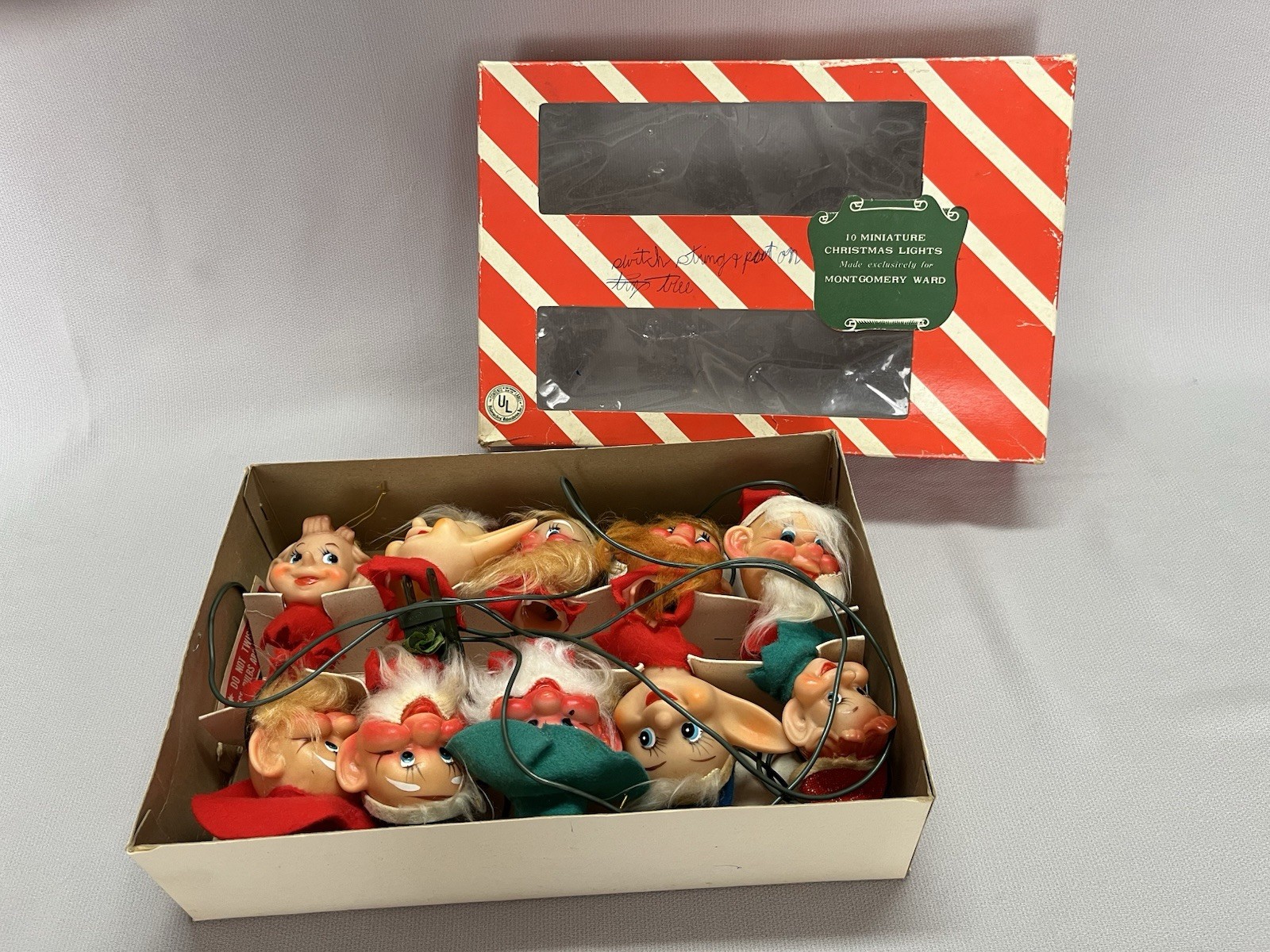 Vintage Montgomery Wards Lighted Pixie Elf Set of 10 Vintage Montgomery Wards Lighted Pixie Elf Set of 10