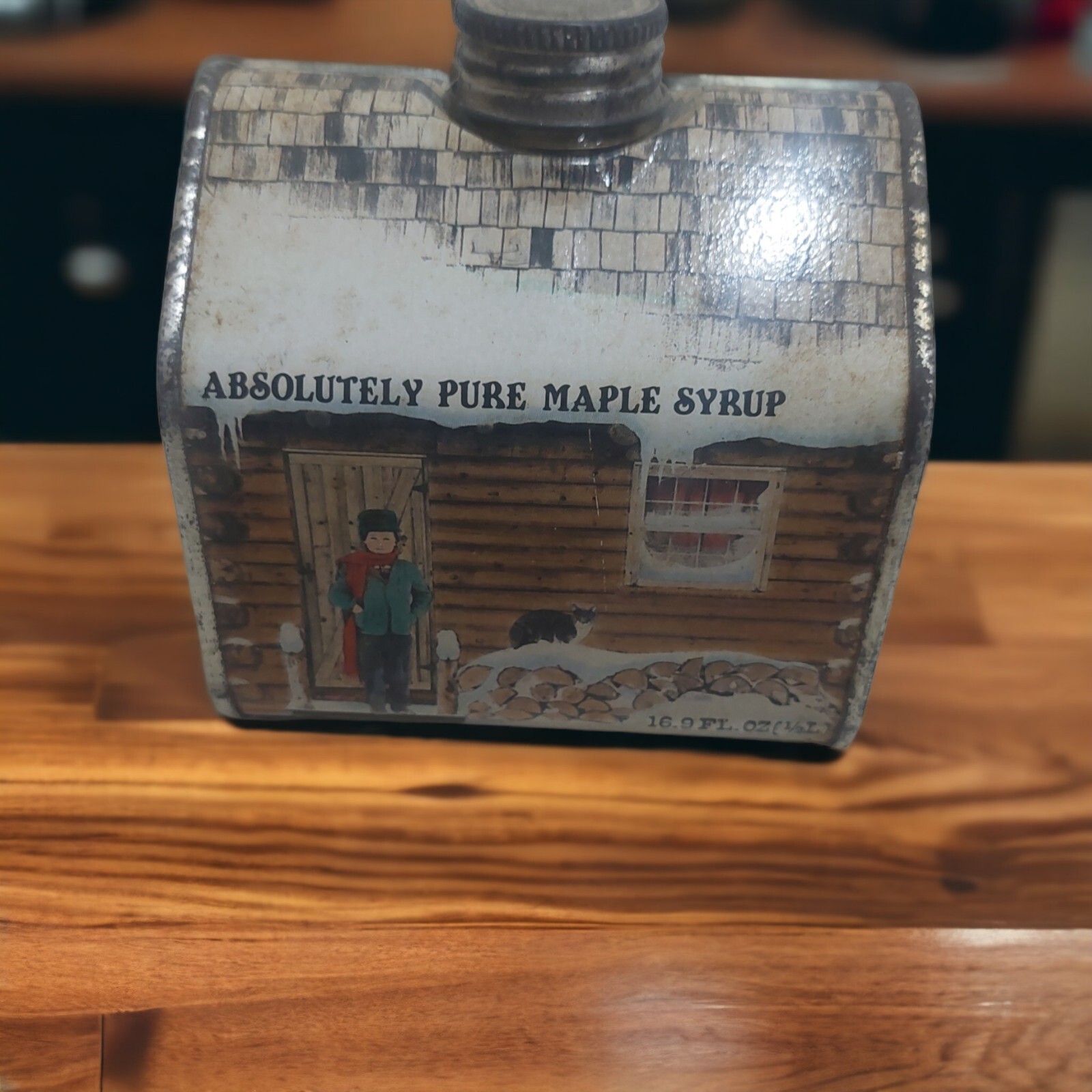 Vintage 1984 Absolutely Pure Maple Syrup Collectible House Shaped Tin GUC Vintage 1984 Absolutely Pure Maple Syrup Collectible House Shaped Tin GUC