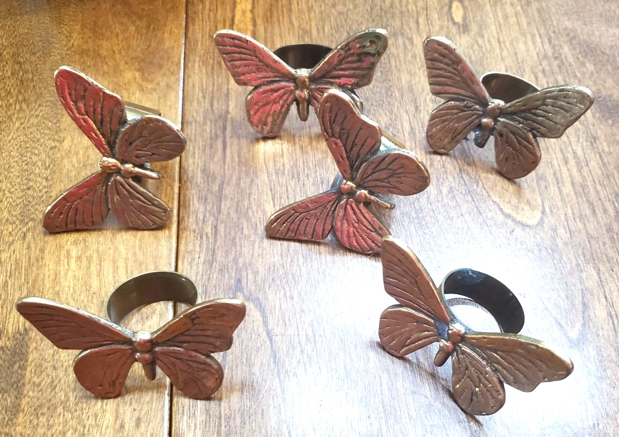 VTG MC Rosenthal Netter Brass Butterfly Napkin Rings Set of 6 in Box RARE VTG MC Rosenthal Netter Brass Butterfly Napkin Rings Set of 6 in Box RARE