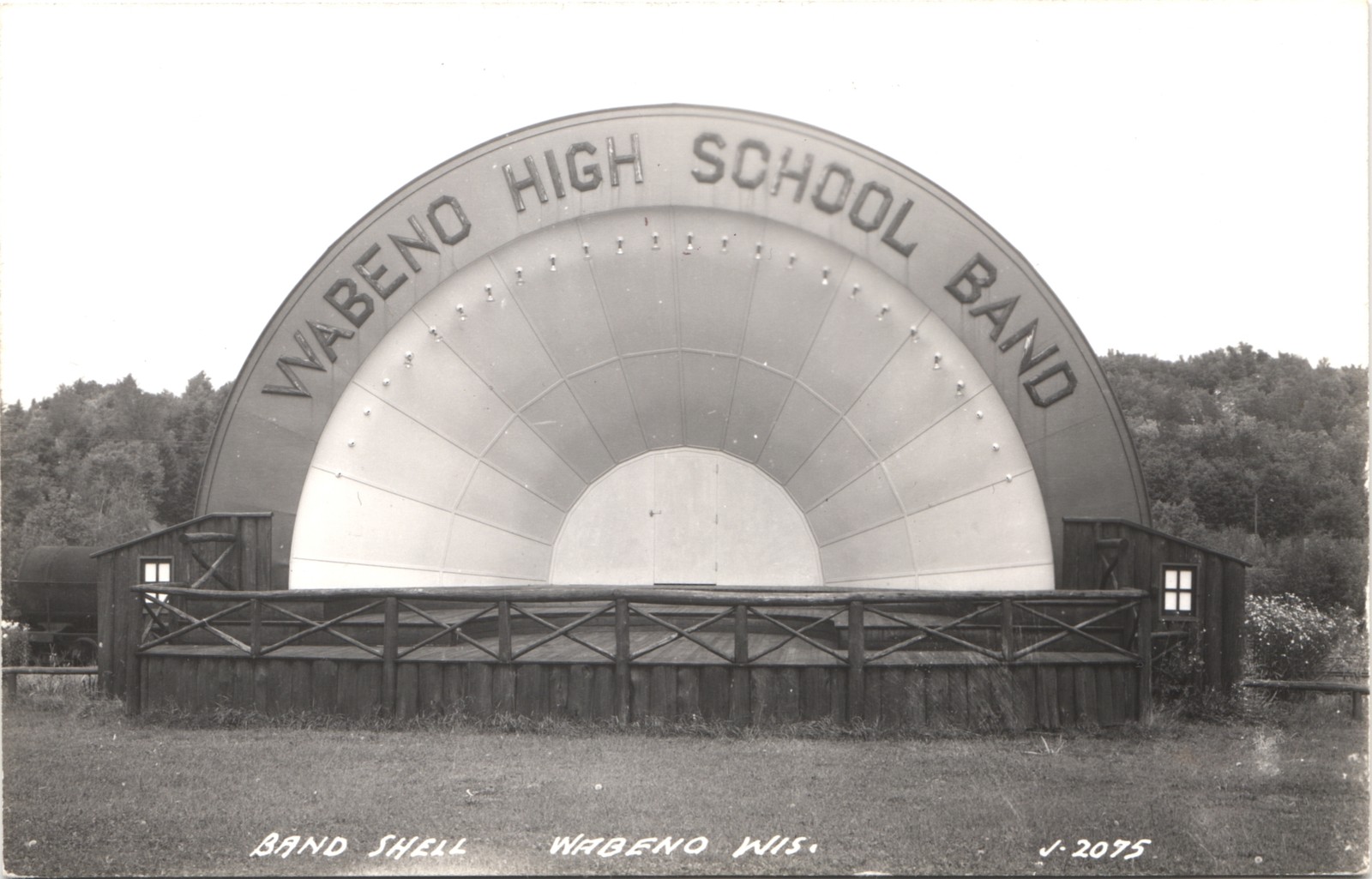 HIGH SCHOOL BAND SHELL wabeno wi c1950 postcard wisconsin real photo rppc