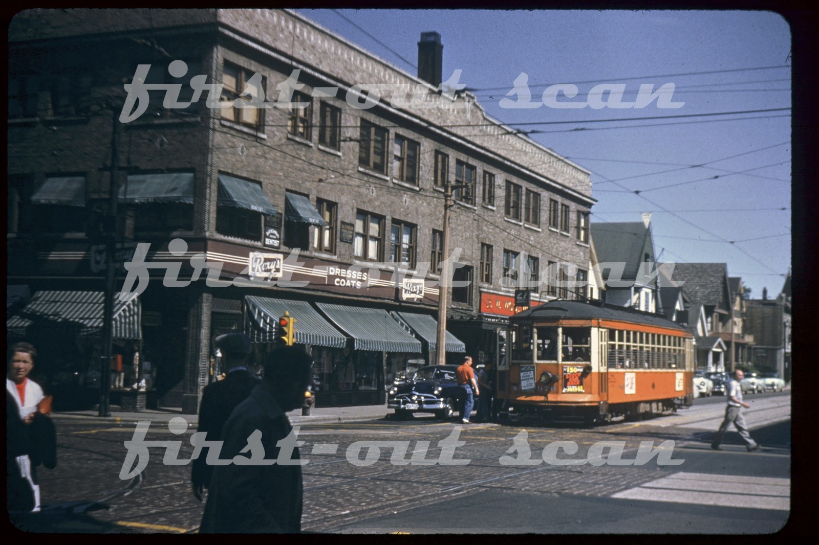 R DUPLICATE SLIDE - MIlwaukee Electric 970 Trolley Electric & City Scene