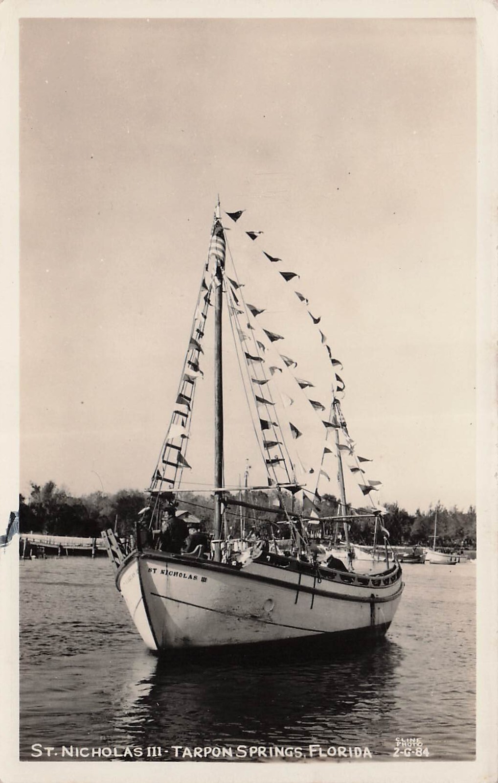 RPPC Tarpon Springs FL Florida St Nicholas III Sponge Boat Photo Postcard F28