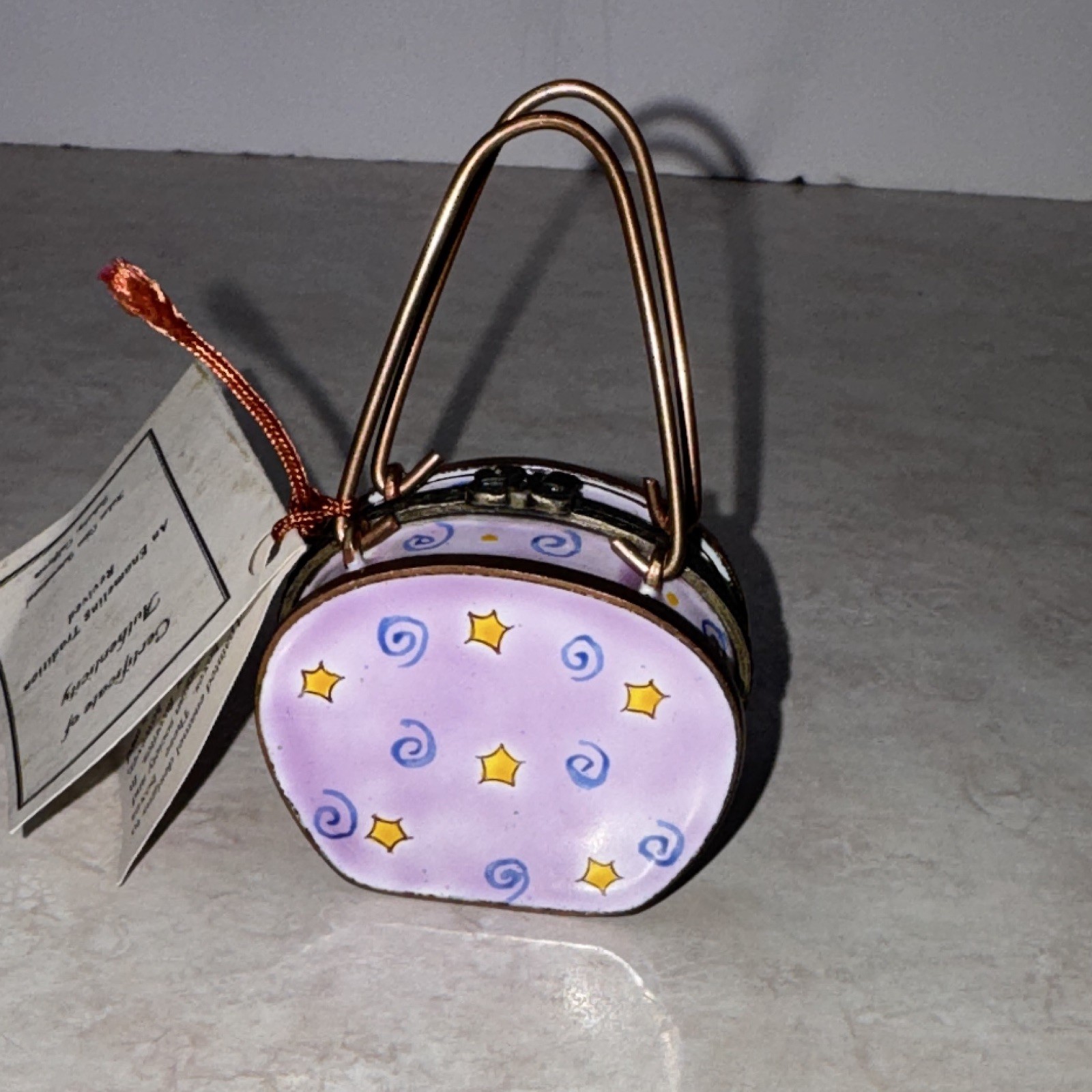 Kelvin Chen Hand Painted Enamel Purse Trinket Box w/ Handle COA No. 222 2001