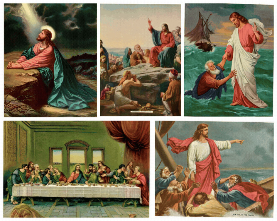 Set of 10 VTG Religious Lithographs 1958 National Press NOS Midcentury Prints Set of 10 VTG Religious Lithographs 1958 National Press NOS Midcentury Prints