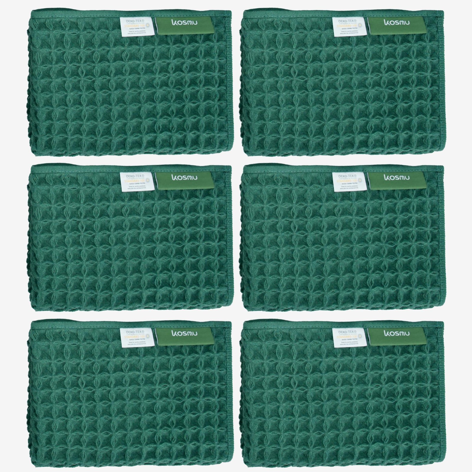 KOSMU Luxury Japanese Cotton Silk Waffle Face Towels, Forest Green KOSMU Luxury Japanese Cotton Silk Waffle Face Towels, Forest Green