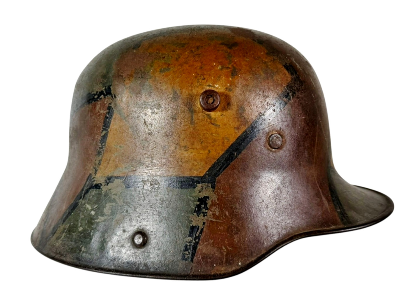 100% Original WW1 1916 Imperial German 4 Color Camouflage Steel Helmet Stahlhelm 100% Original WW1 1916 Imperial German 4 Color Camouflage Steel Helmet Stahlhelm