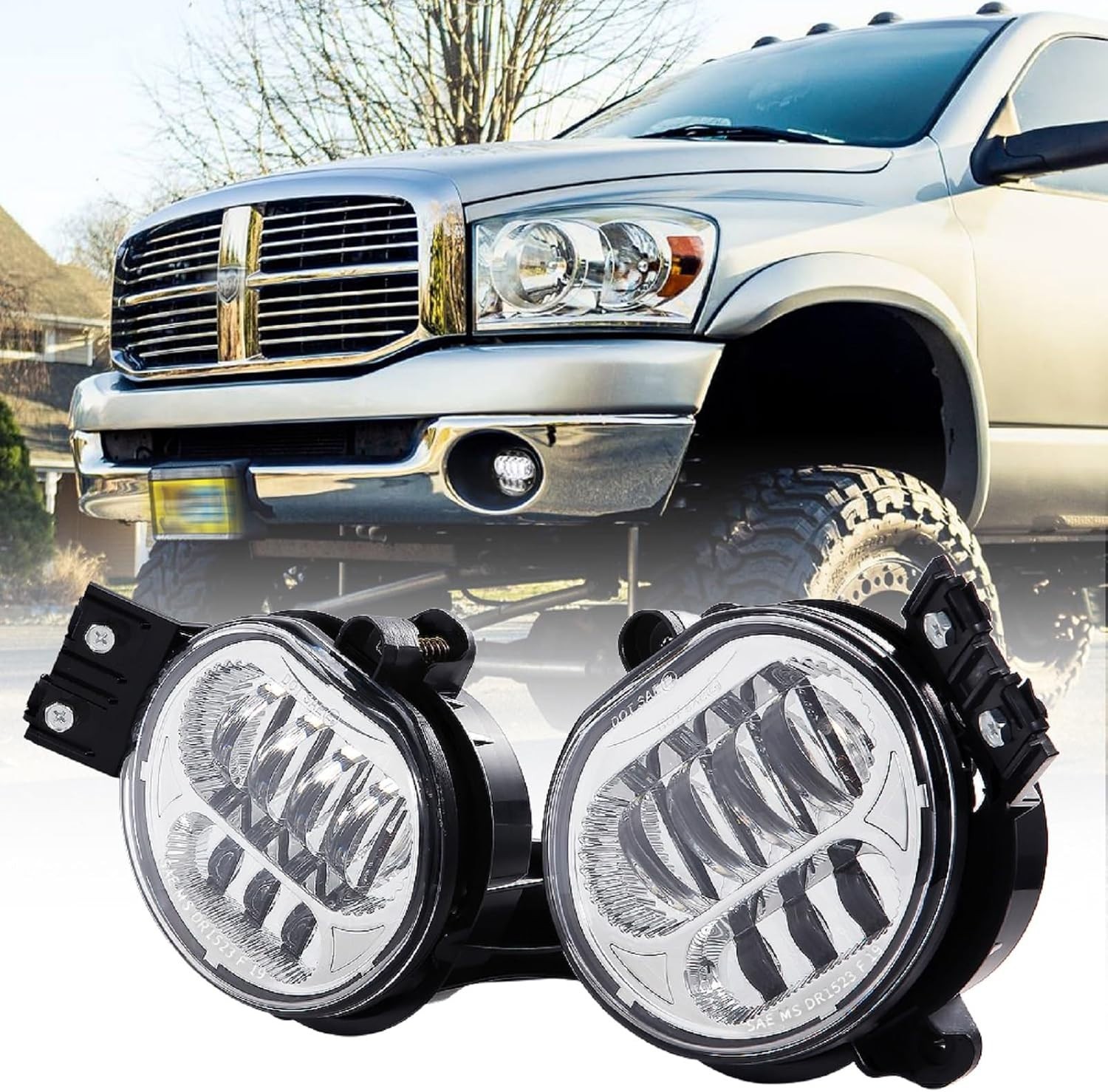 New Version LED Fog Light Compatible with Dodge Ram 1500 2002-2008 Dodge Ram 