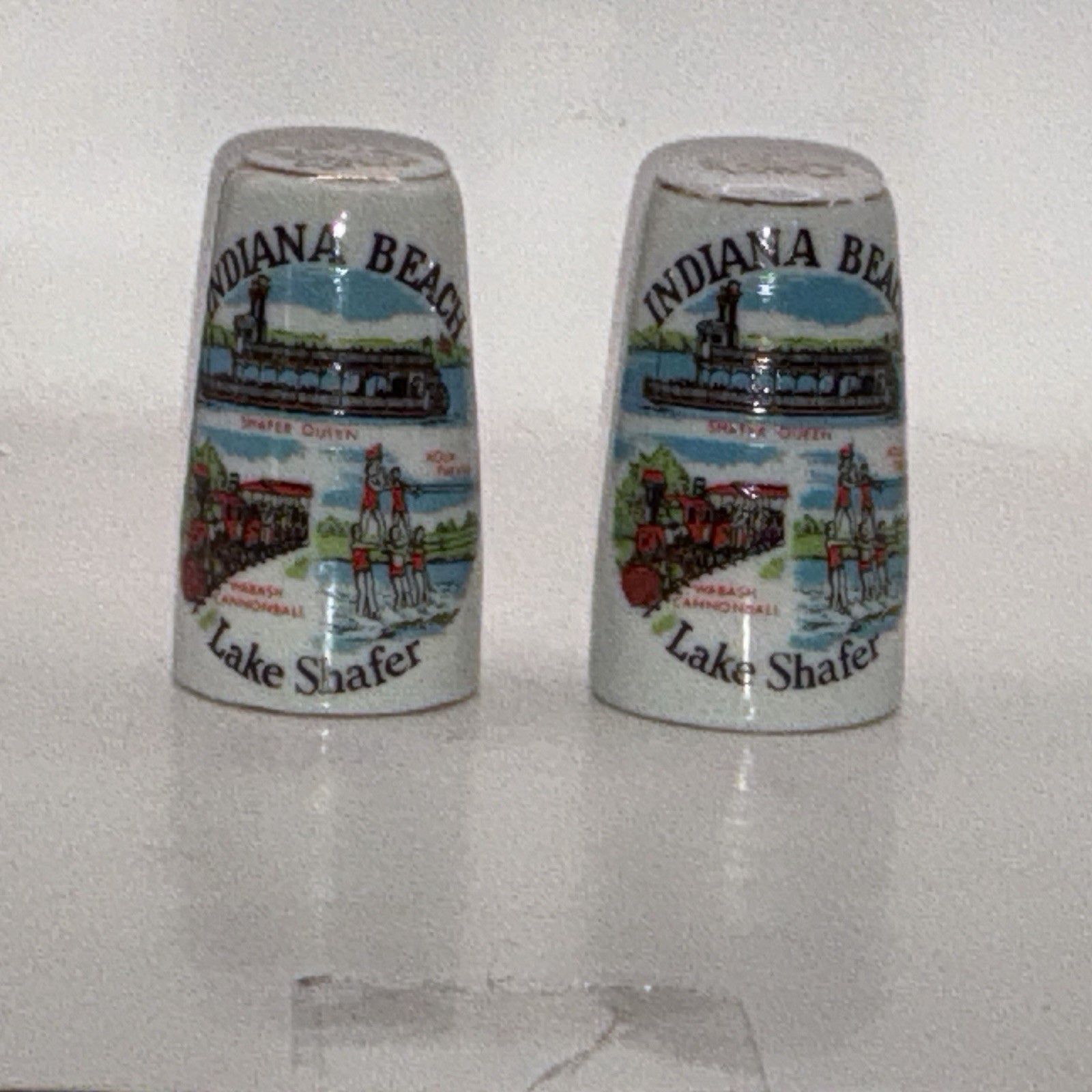 Vintage Indiana Beach Lake Shafer Salt and Pepper Shakers Queen Souvenir Vintage Indiana Beach Lake Shafer Salt and Pepper Shakers Queen Souvenir