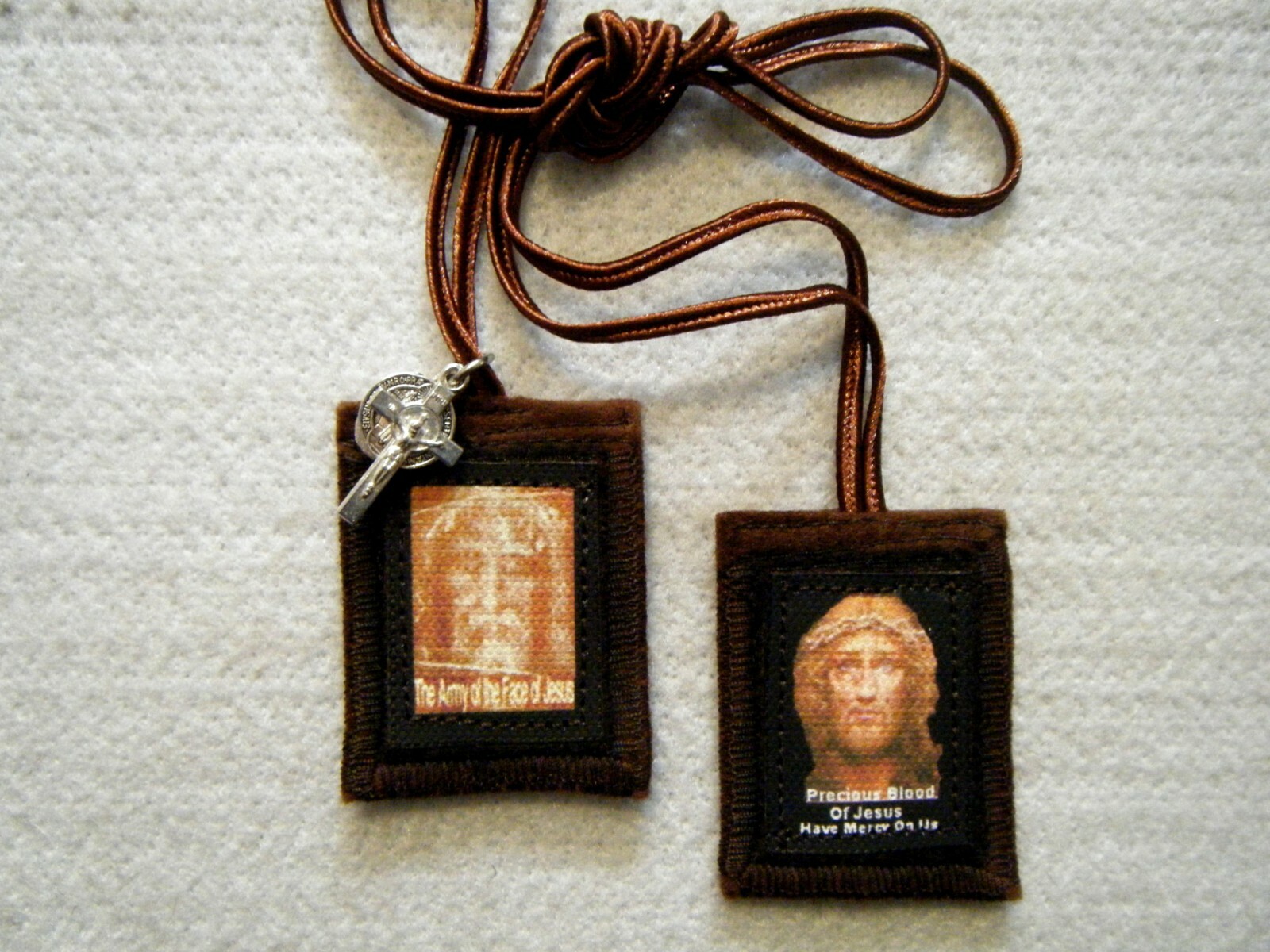 Scapular of the Passion of Christ Brown Scapular 100%Wool Handmade in USA