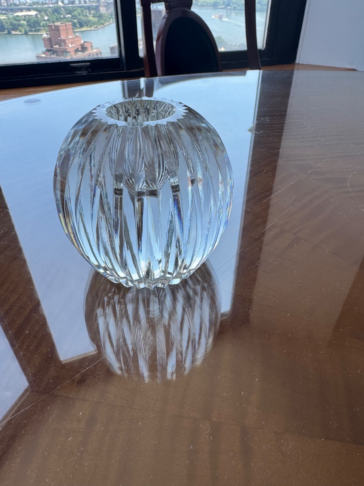 Vintage Cartier Globe Ball Crystal Candle Holder Ribbed Vintage Cartier Globe Ball Crystal Candle Holder Ribbed