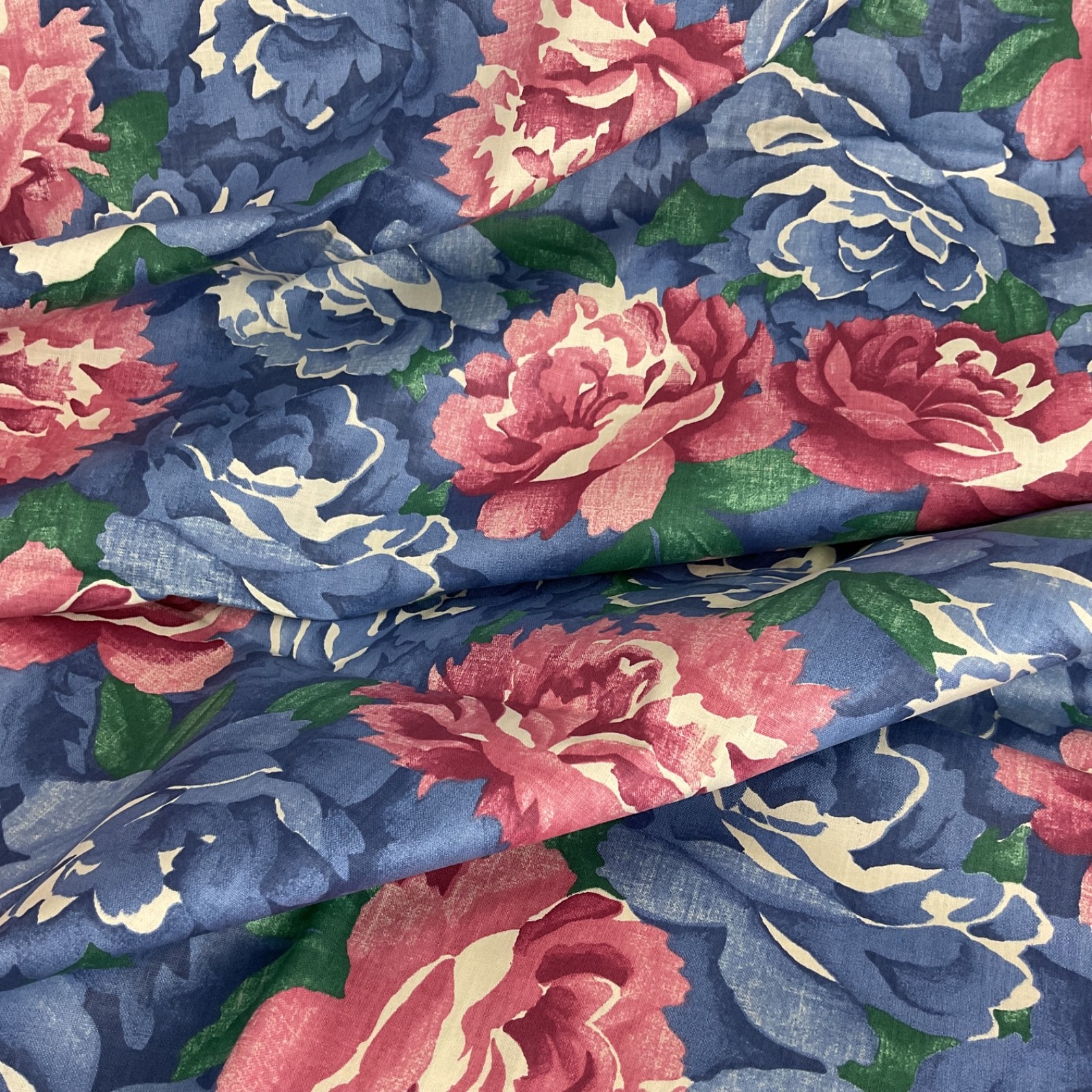 Vintage Peony Floral Fabric, 65” x 45” Romantic Cottage Garden Roses