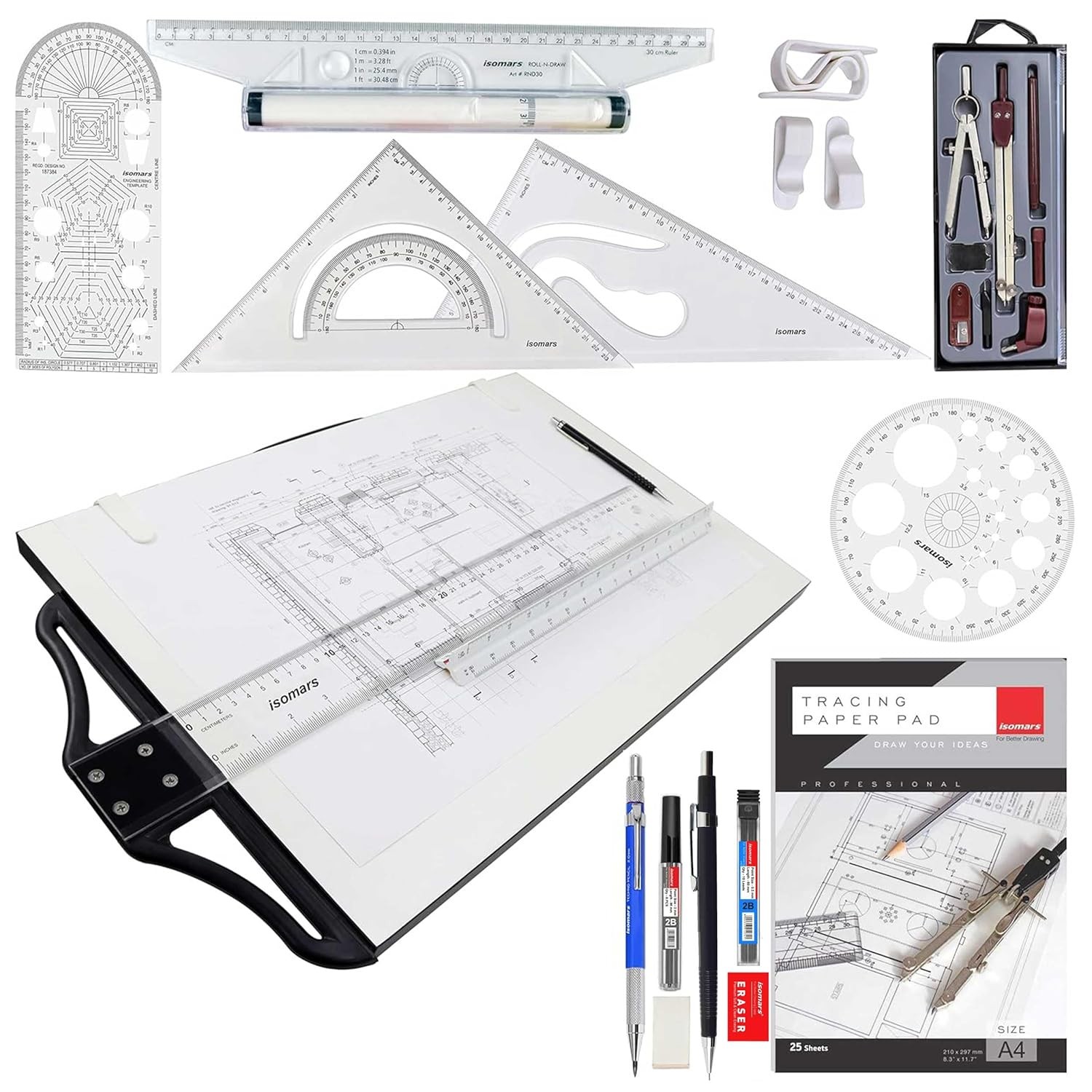 Complete Drafting Kit A2 Drawing Board Compass Scale Set