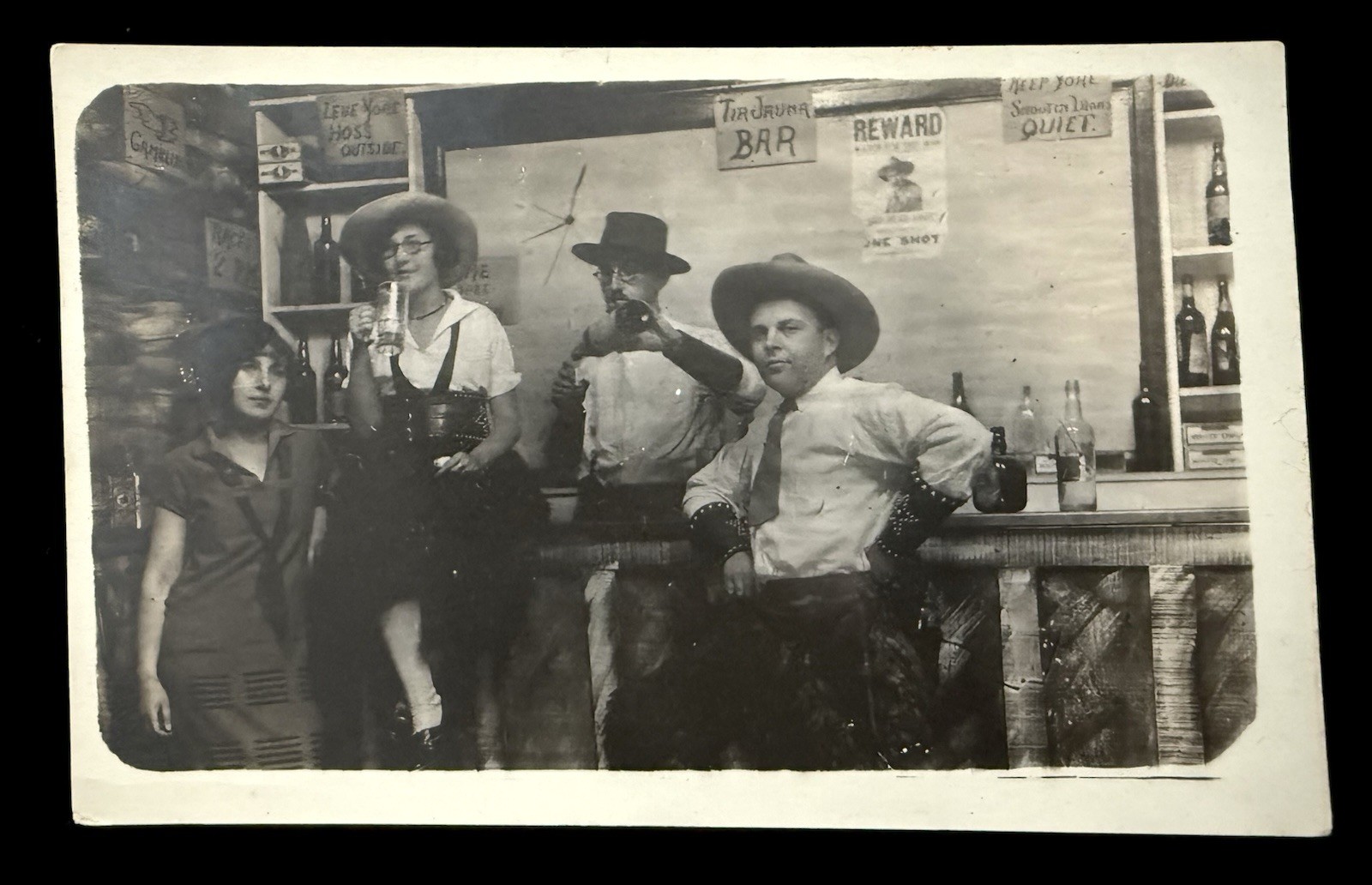 TIJUANA BAR COMICAL PROP RPPC 1920s TOURISTS BOOZE BEER SILLY REWARD POSTER TIJUANA BAR COMICAL PROP RPPC 1920s TOURISTS BOOZE BEER SILLY REWARD POSTER