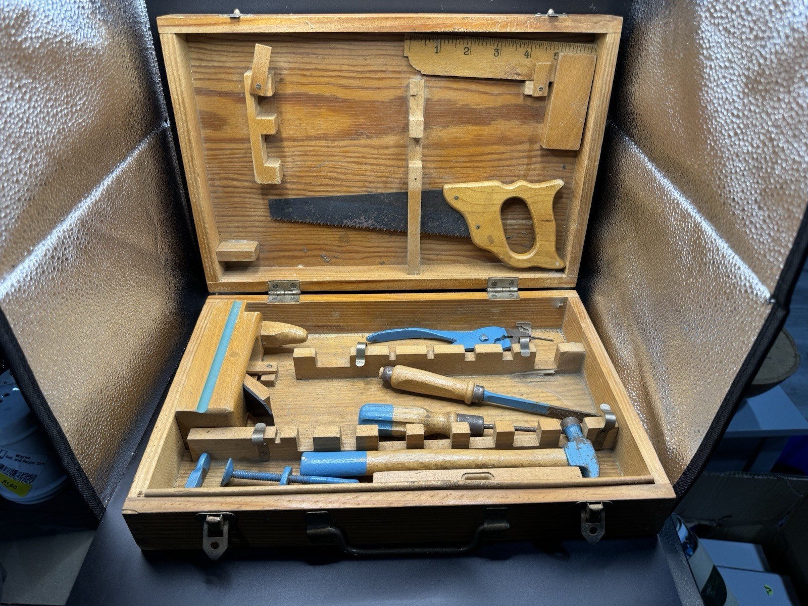 Vintage Handy Andy Carpenters Tool Chest Wooden Box & Tools Set Skil-Craft Vintage Handy Andy Carpenters Tool Chest Wooden Box & Tools Set Skil-Craft