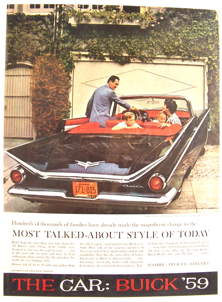 Buick 1959 Vintage Ad Most talked about style of today Buick 1959 Vintage Ad Most talked about style of today