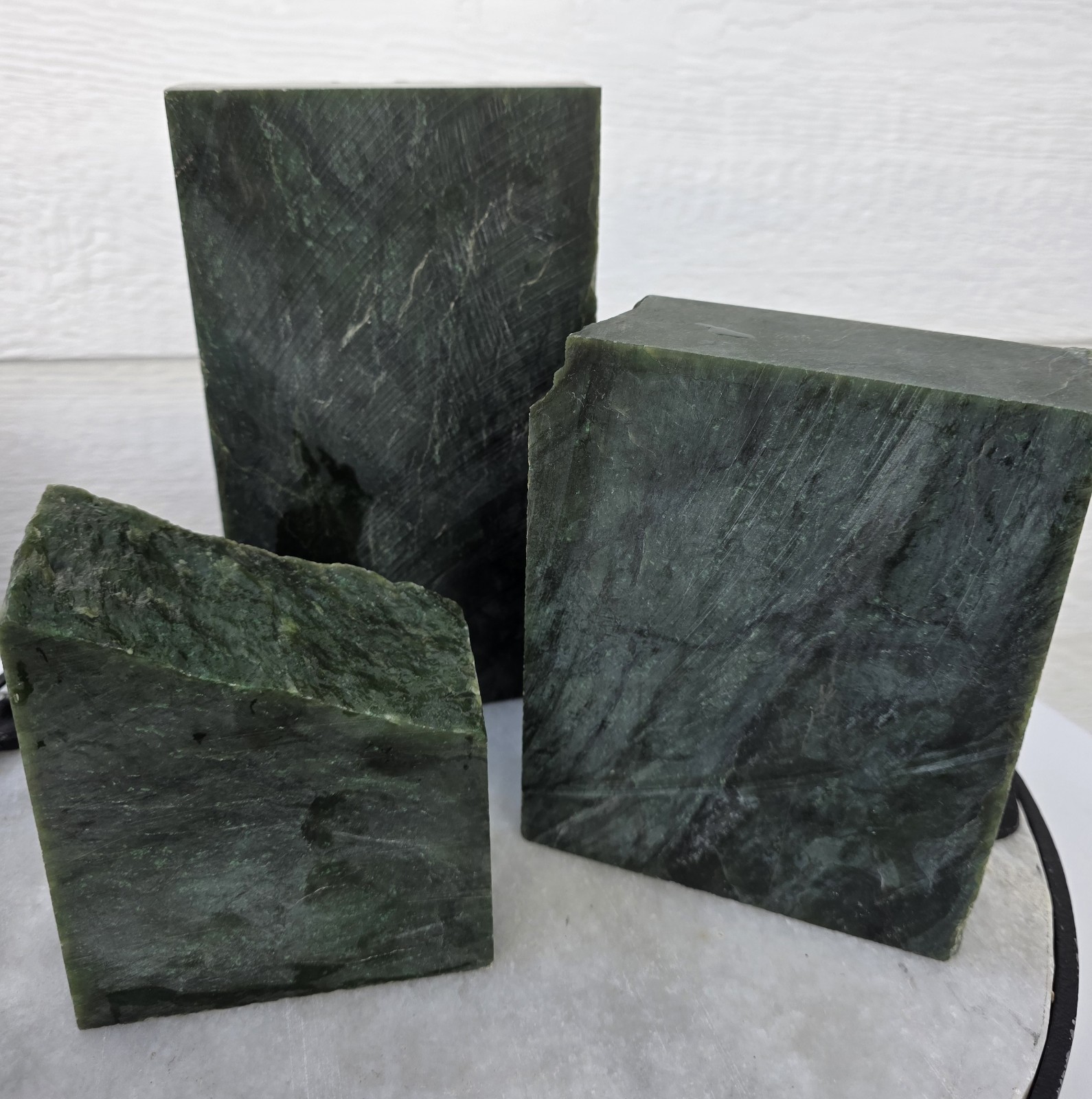 Canadian JADE Rough Cut Medium Block 7.598 lbs. Med size JADE Pc in pic of 3