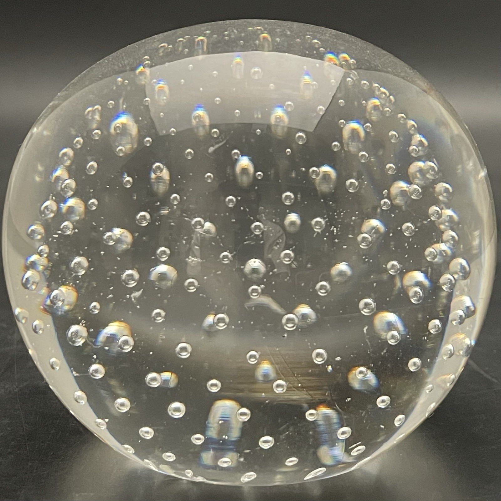 Norleans Hand Blown Round Controlled Bubble Art Glass Paperweight Japan 3.25\ Norleans Hand Blown Round Controlled Bubble Art Glass Paperweight Japan 3.25\