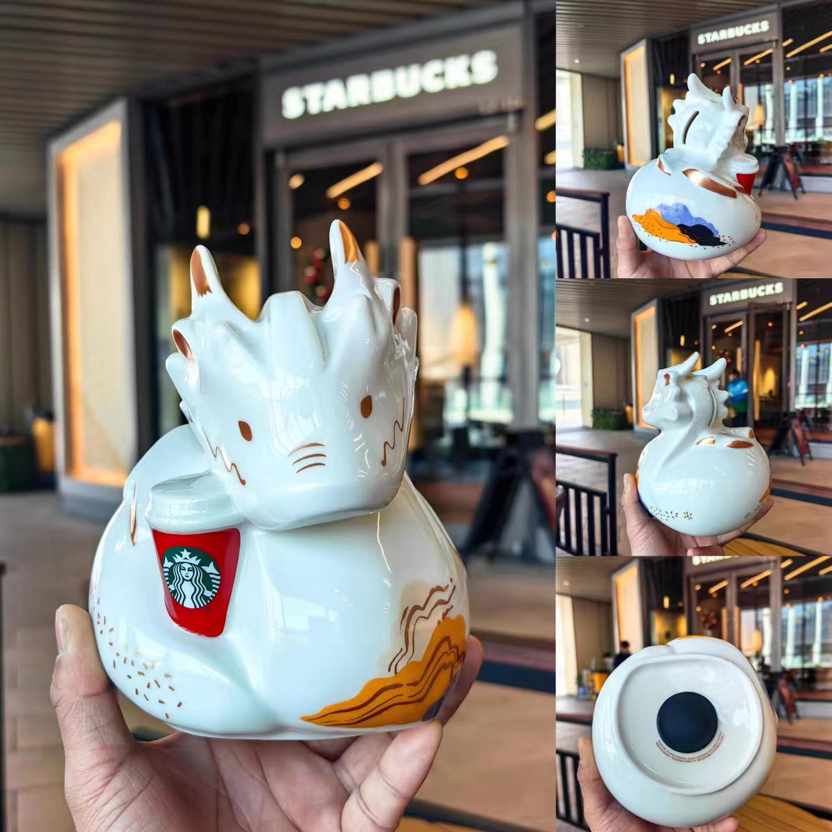 Starbucks 2024 China Year Of Dragon White Piggy Bank Cute Desktop Decorations