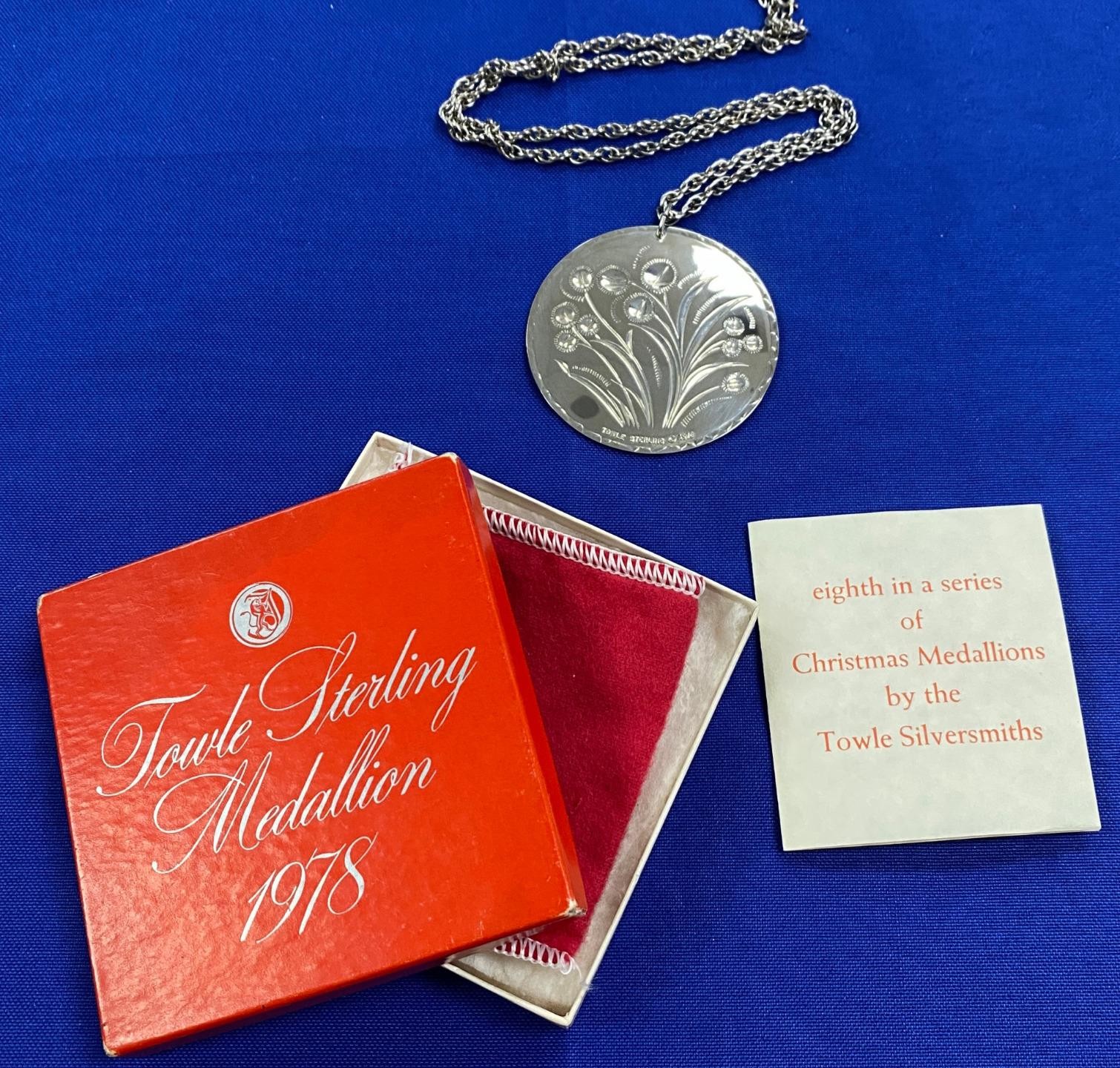 Towle Sterling Silver 1978 Ornament Medallion w/ chain ORN2639