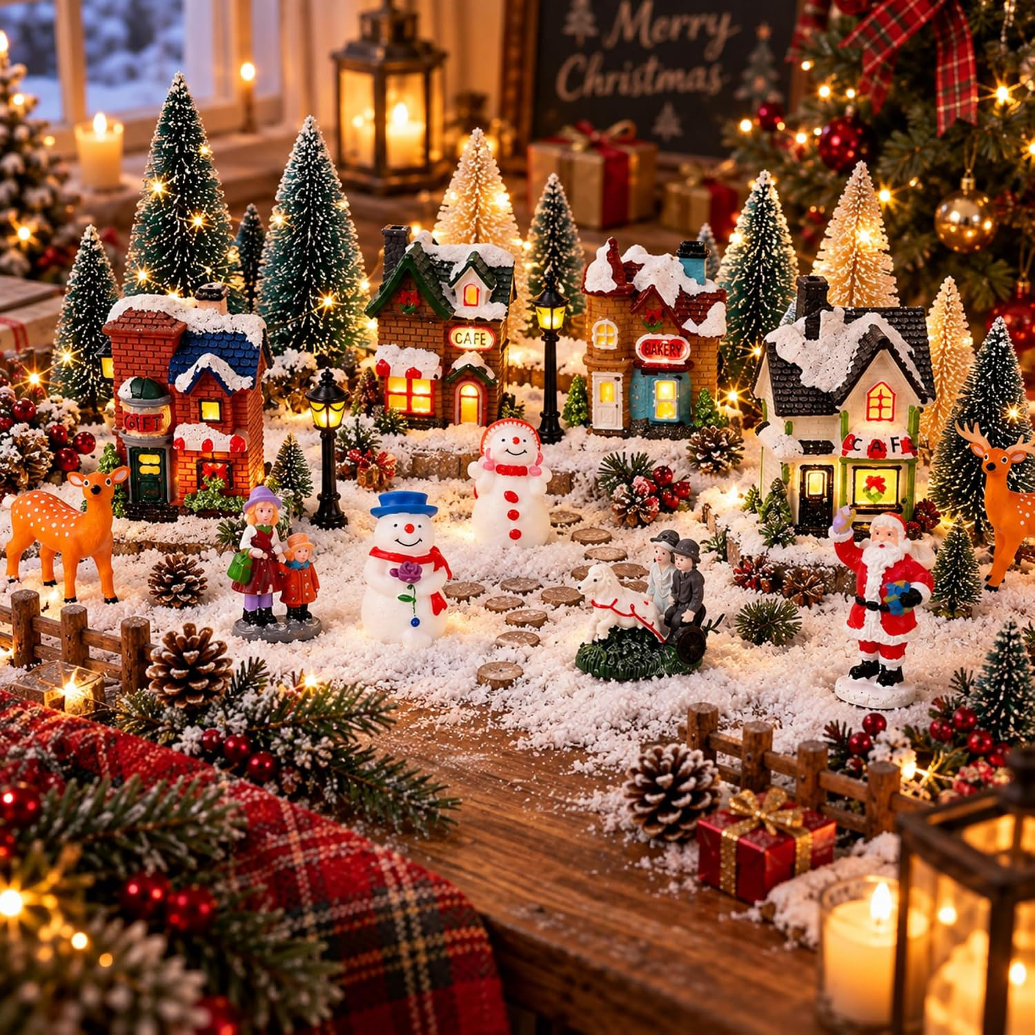 31 Piece Lighted Christmas Village Set with Houses Figurines Decor 31 Piece Lighted Christmas Village Set with Houses Figurines Decor