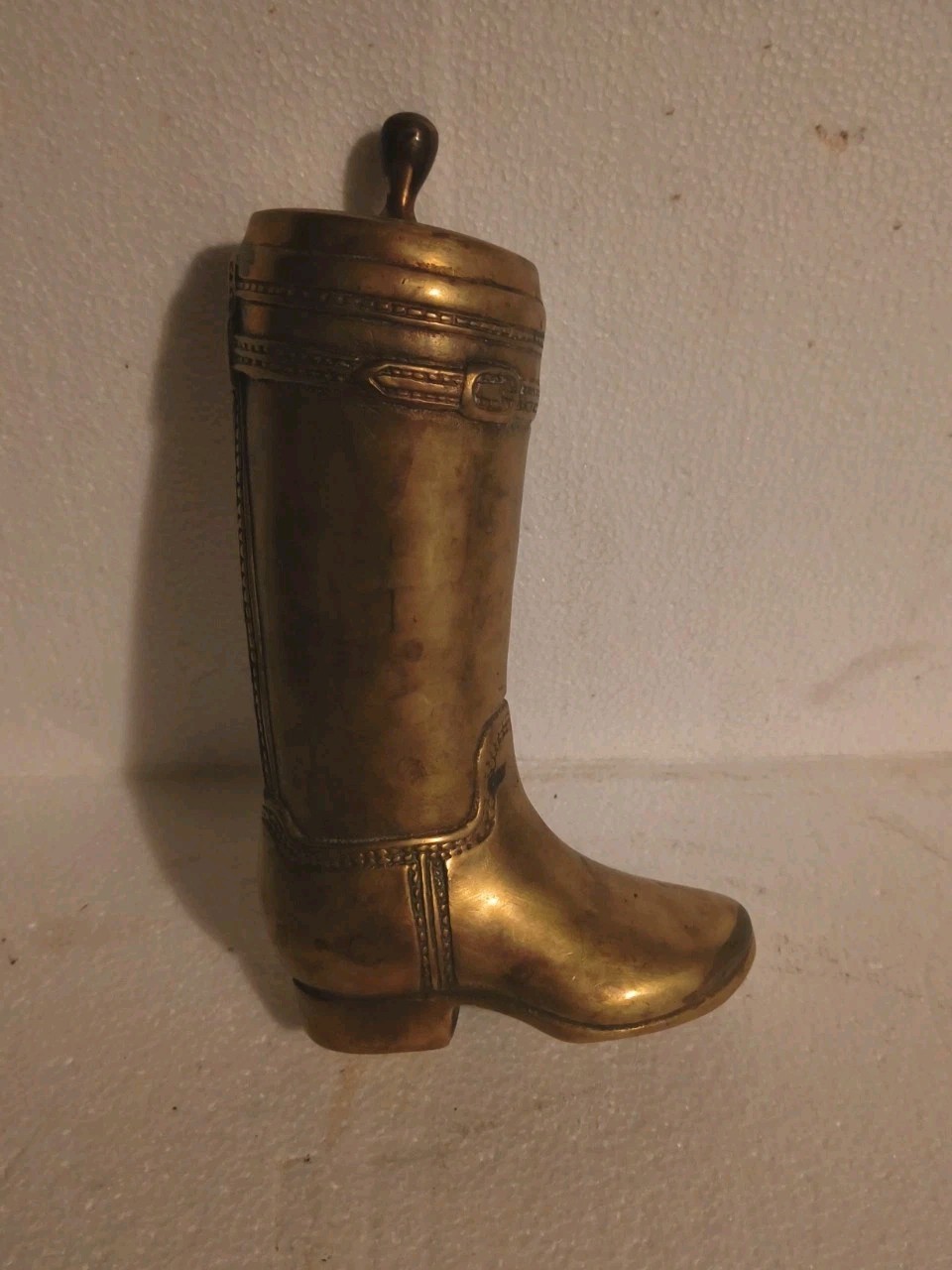 Vintage Solid Brass Cowboy Boot Bookend Figurine Western Made In Korea