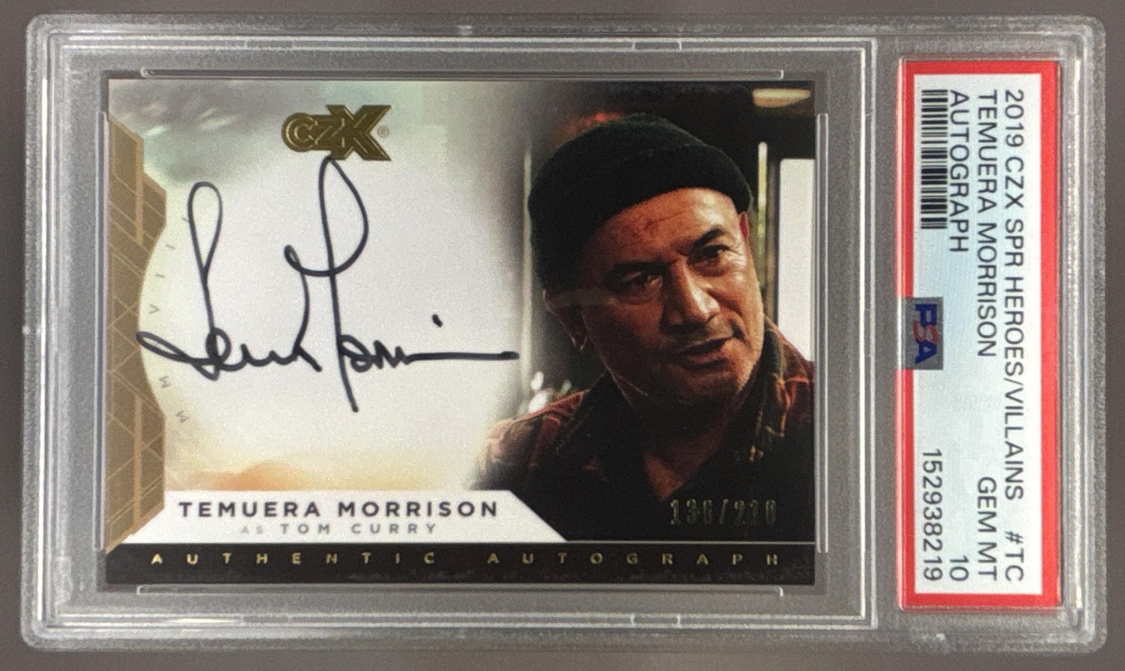 Temuera Morrison 2019 CZX SPR Heroes/Villains Auto /210 Aquaman PSA 10