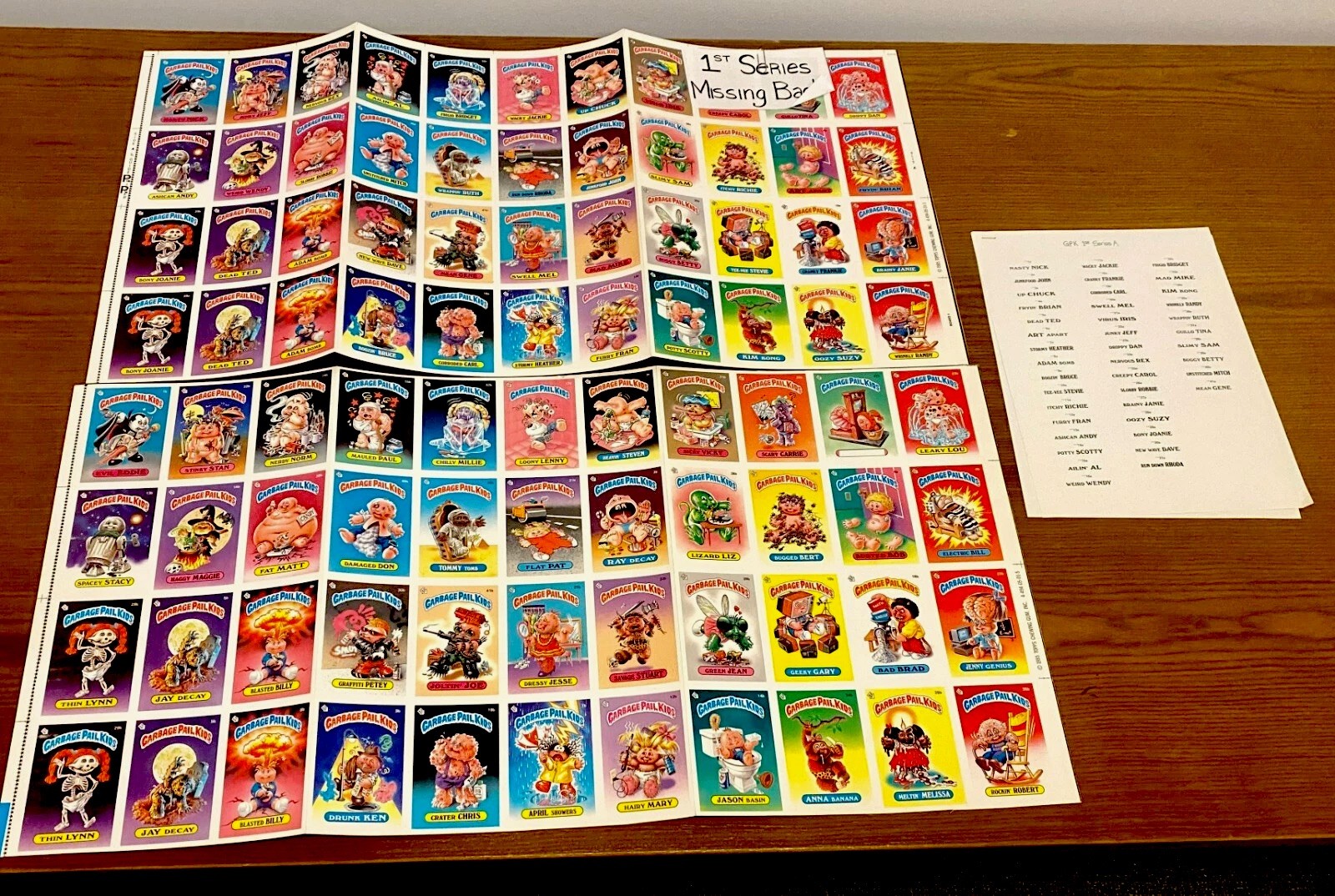 GRAIL 1/1 1985 GPK Original Series 1 BLANK BACK Uncut Sheets Paste Up Adam Bomb