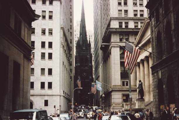 Trinity Church Federal Hall Wall Street New York City 1960 Old Photo