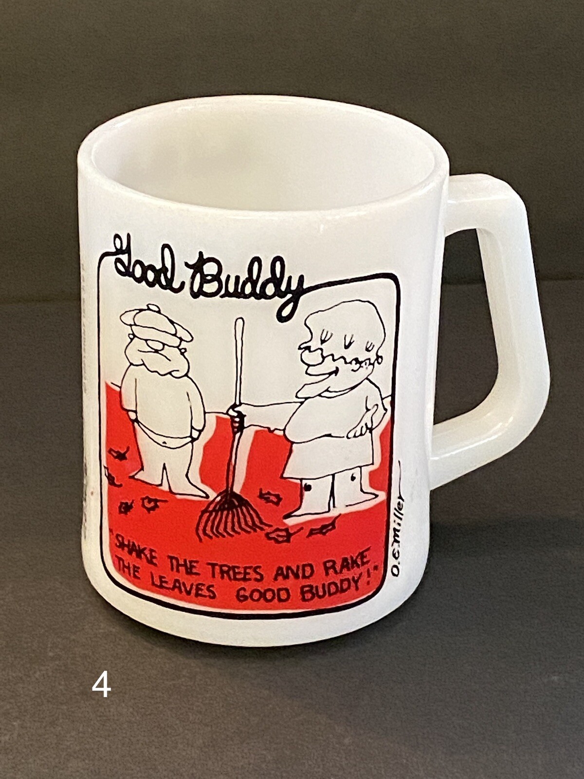 Vintage Federal Milk Glass - 1976 O.E. Miller Good Buddy Coffee Mug
