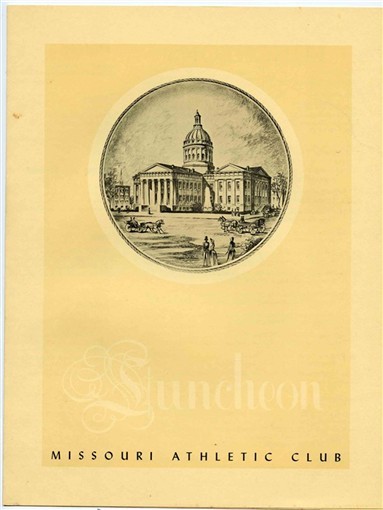 Missouri Athletic Club 1958 Menu St Louis Courthouse 1962