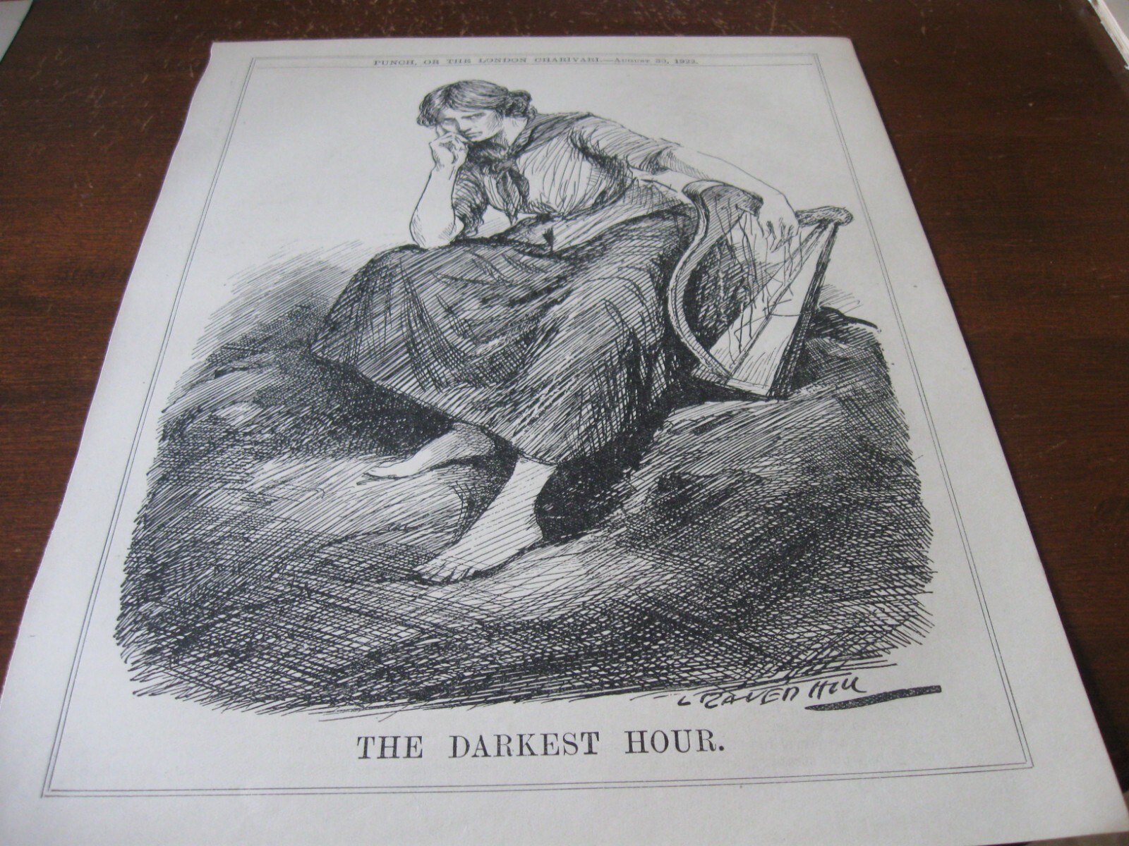 1922 Original POLITICAL CARTOON - ERIN w Broken HARP Ireland Irish DARKEST HOUR 1922 Original POLITICAL CARTOON - ERIN w Broken HARP Ireland Irish DARKEST HOUR