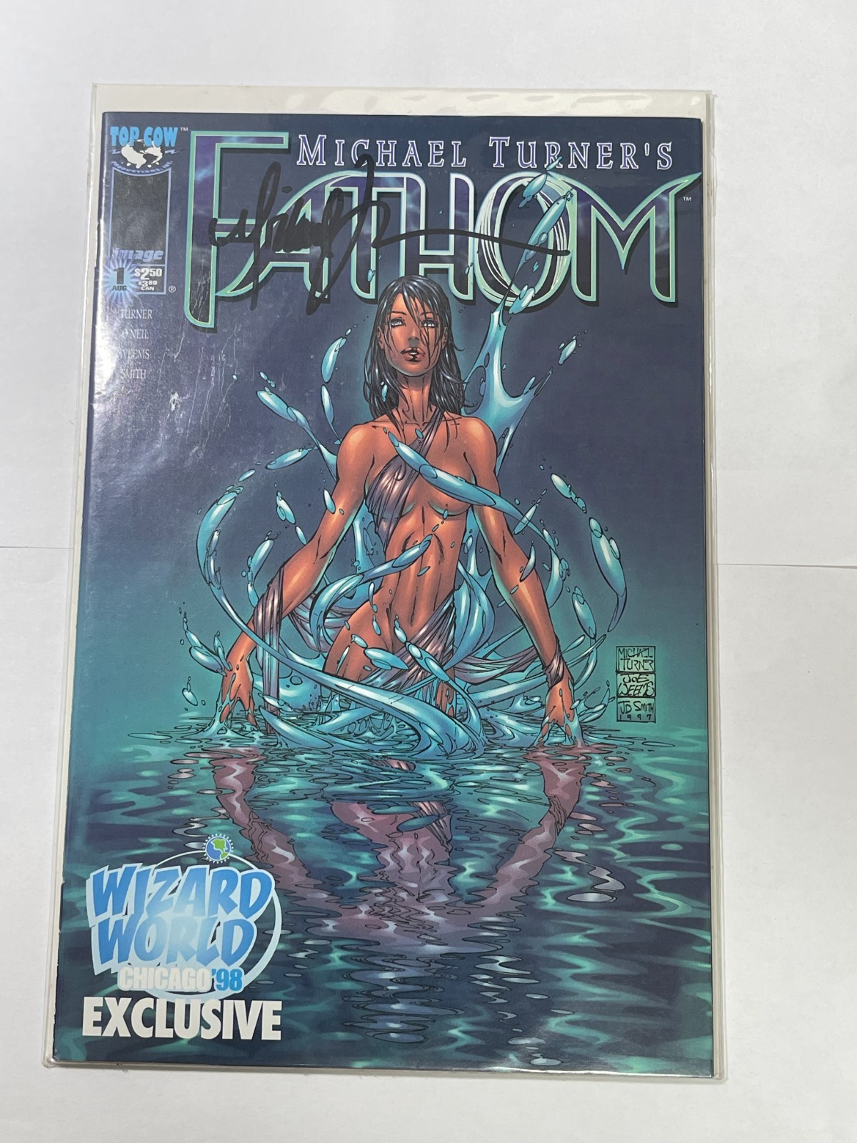 Michael Turner's Fathom #1 Wizard World Chicago 1998 Exclusive Signed Michael Tu