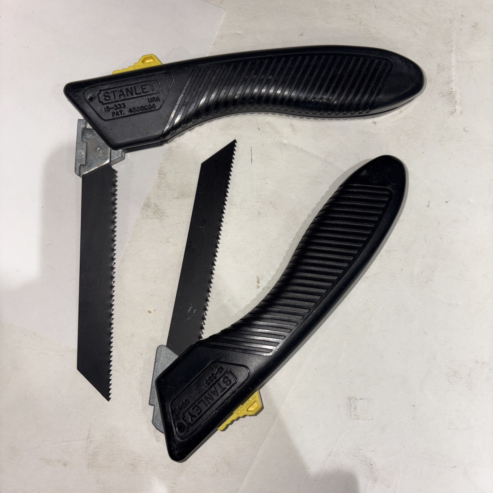 Two STANLEY 15-333 Folding Pocket Saw, 6 in L Blade, Non-Slip Grip Handle USA