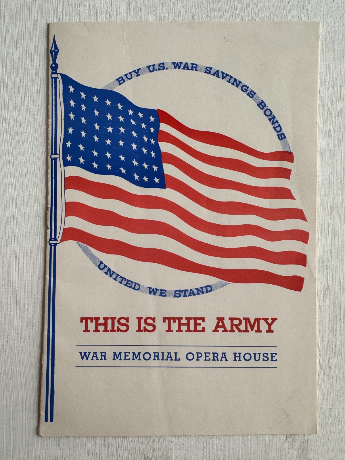 1943 WWII Era War Memorial Opera House Theatre Program for \ 1943 WWII Era War Memorial Opera House Theatre Program for \