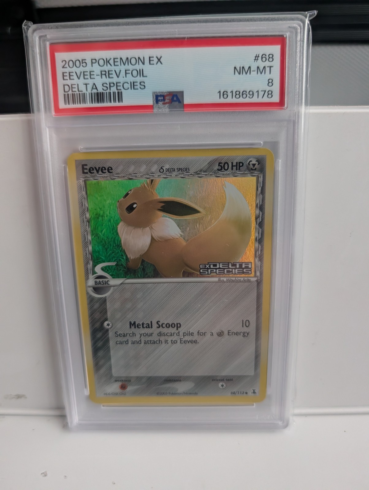2005 EX Delta Species Eevee 68/113 Reverse Foil PSA 8 #68 2005 EX Delta Species Eevee 68/113 Reverse Foil PSA 8 #68