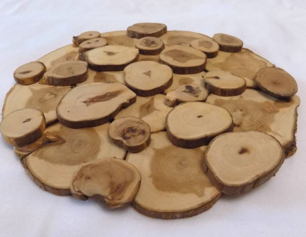 Wooden coffee tea cup pot trivet Heat hot plate Resistant handmade