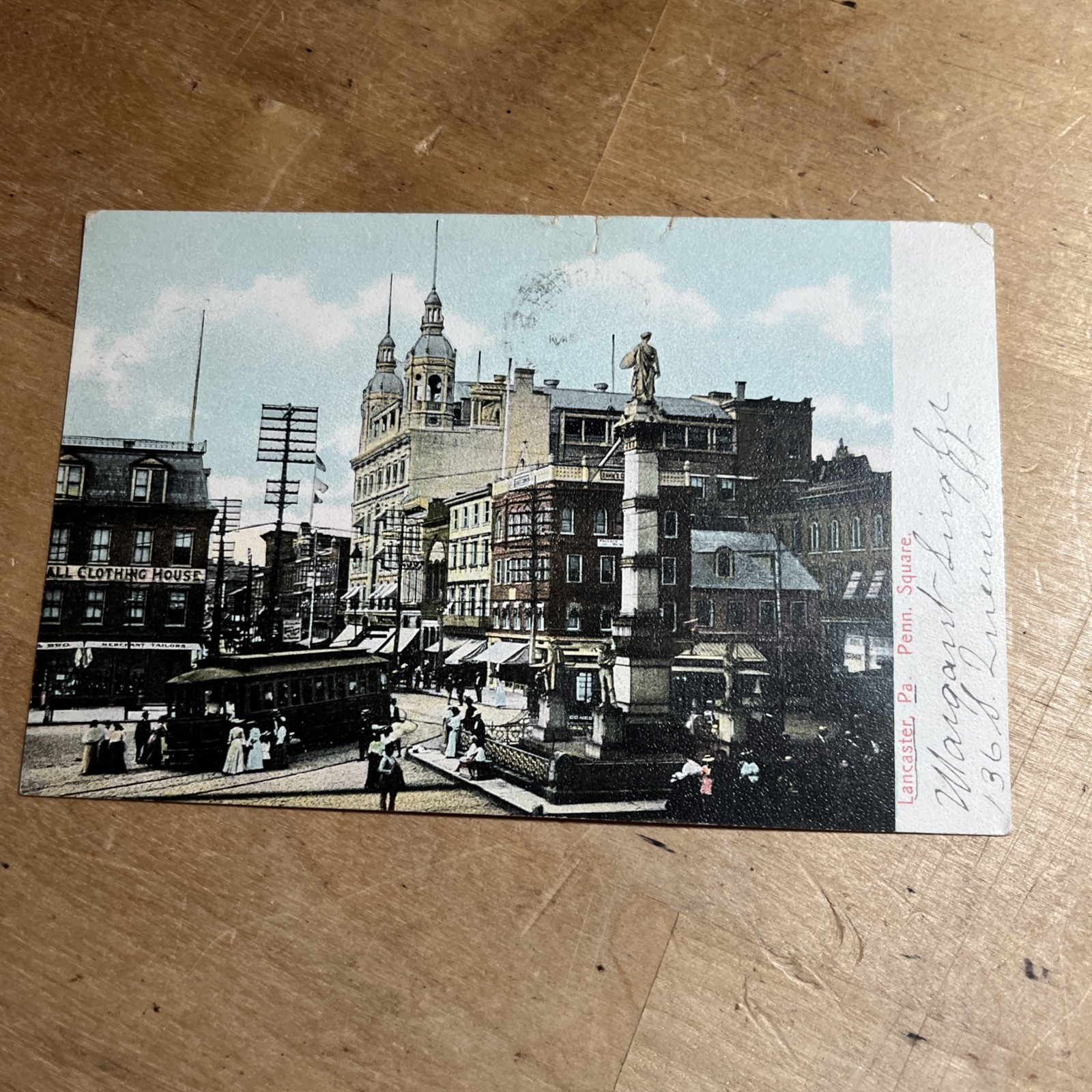 Antique Postcard Street View Lancaster Pa Center Square 1906 -- I2