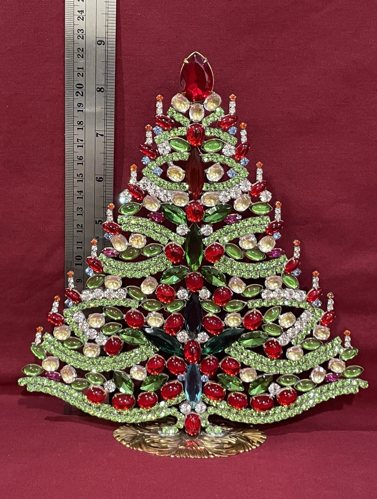 Extra Large Czech Handcrafted Rhinestone Christmas Tree Vintage Signed TABOO