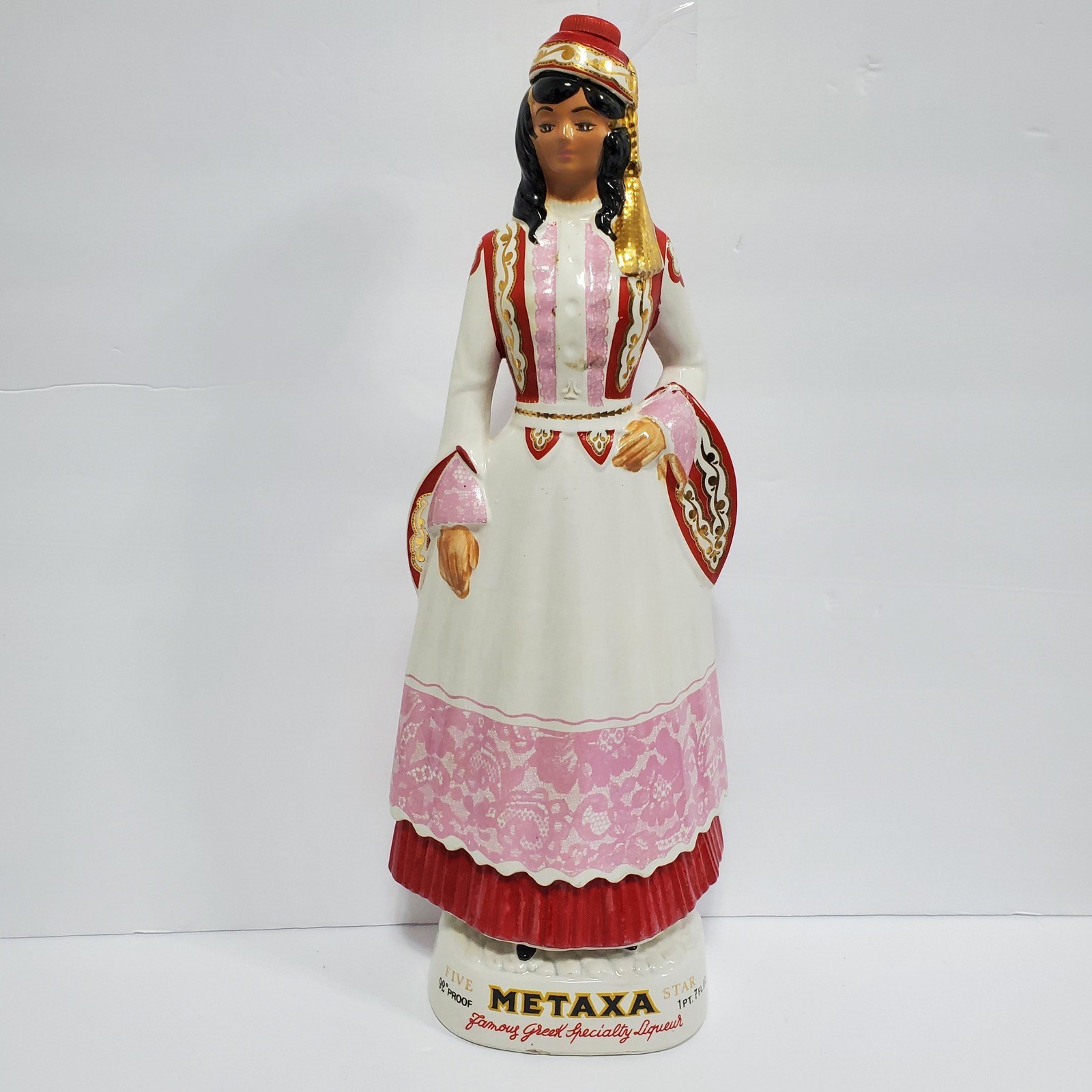 Vintage Metaxa Liqueur Decanter Queen Amalia Figurine 18.5