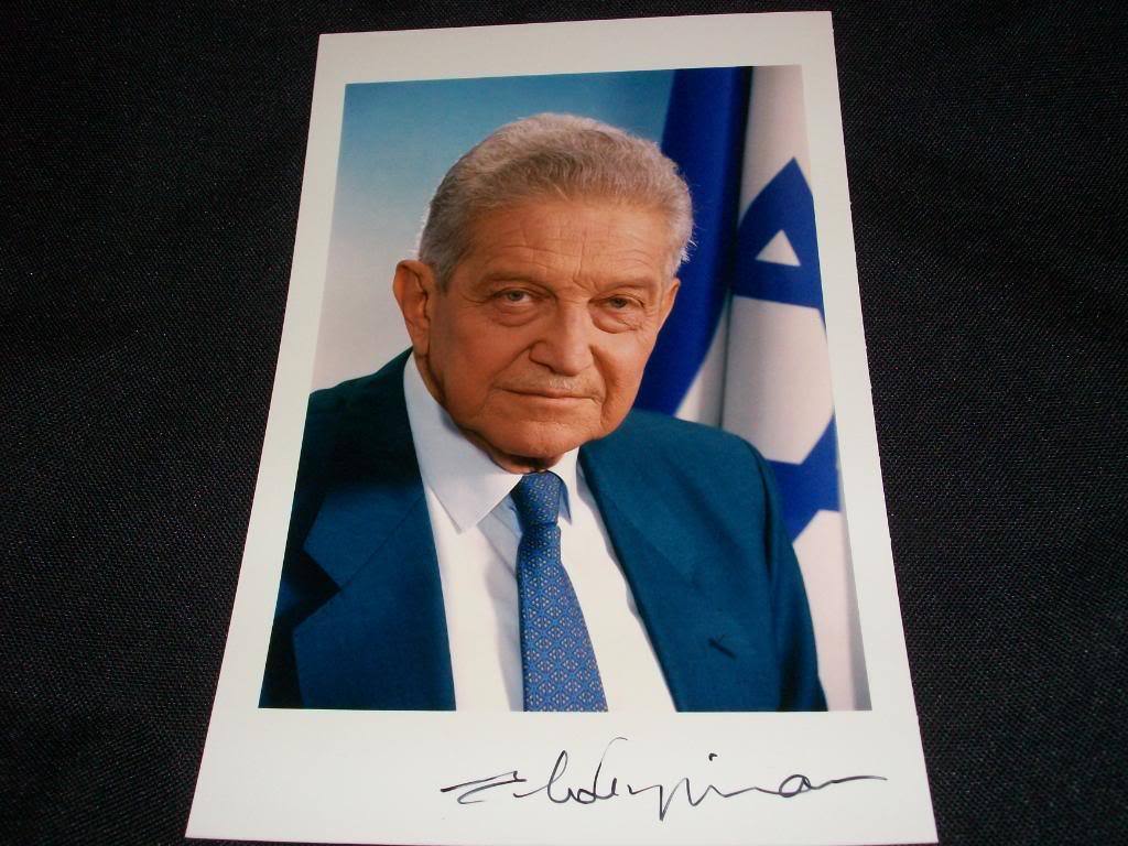 Israel Ezer Weizman Auto Signed 4x6 Photo RARE C