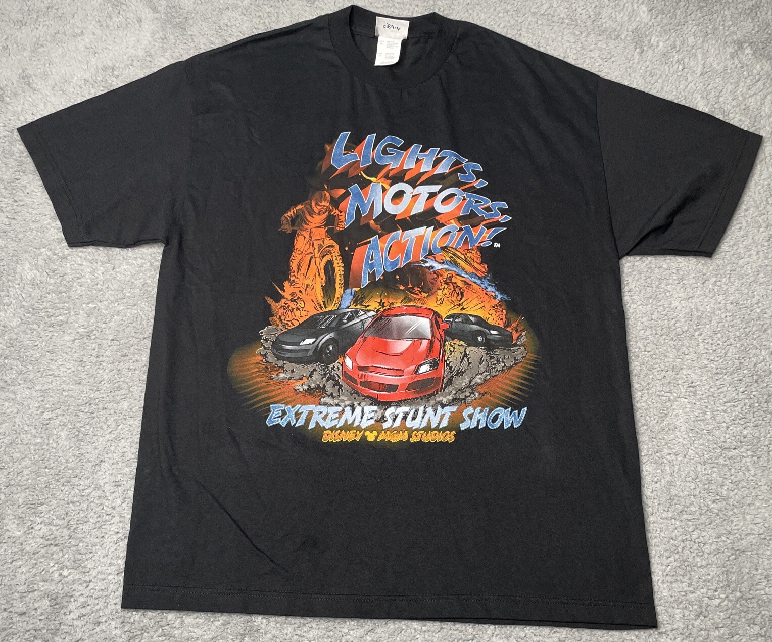 Vintage 90s Disney MGM Studios Extreme Stunt Show Black T-shirt Size XL EUC