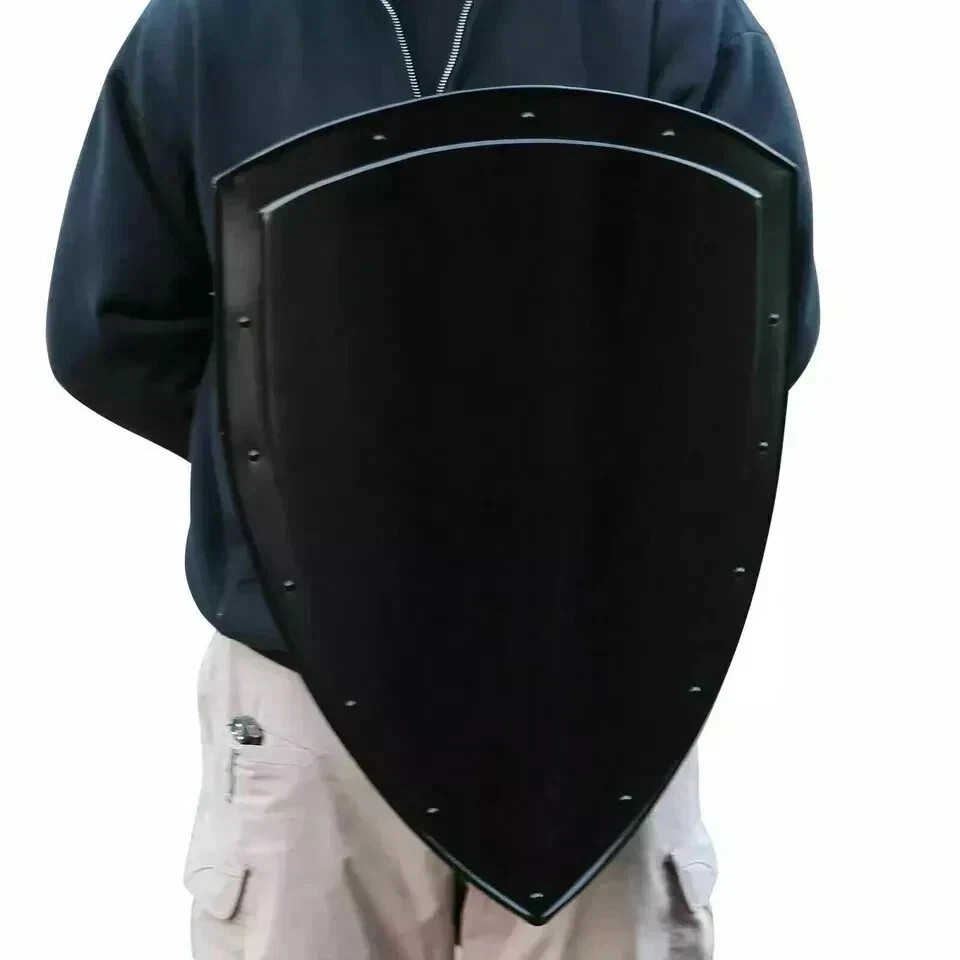 Medieval Knight Black Heater Shield Functional Battle Replica