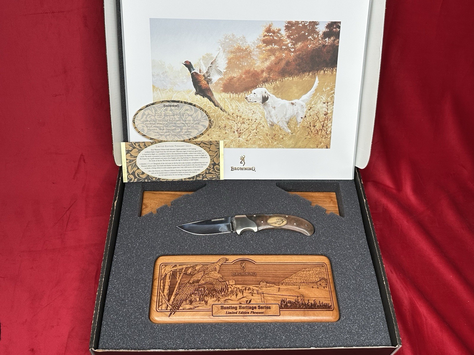 Vintage Browning Hunting Heritage Knife Pheasant 1/3000 Limited Edition Box Vintage Browning Hunting Heritage Knife Pheasant 1/3000 Limited Edition Box