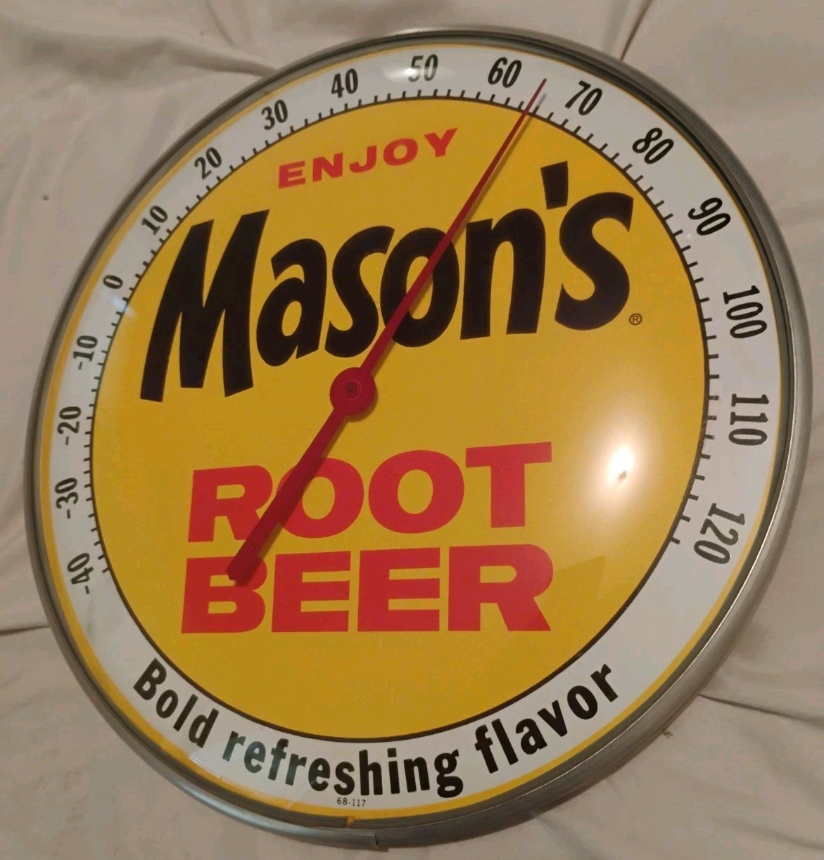 VINTAGE MASON'S ROOTBEER SODA POP ADVERTISING THERMOMETER SIGN Gas Station- MINT