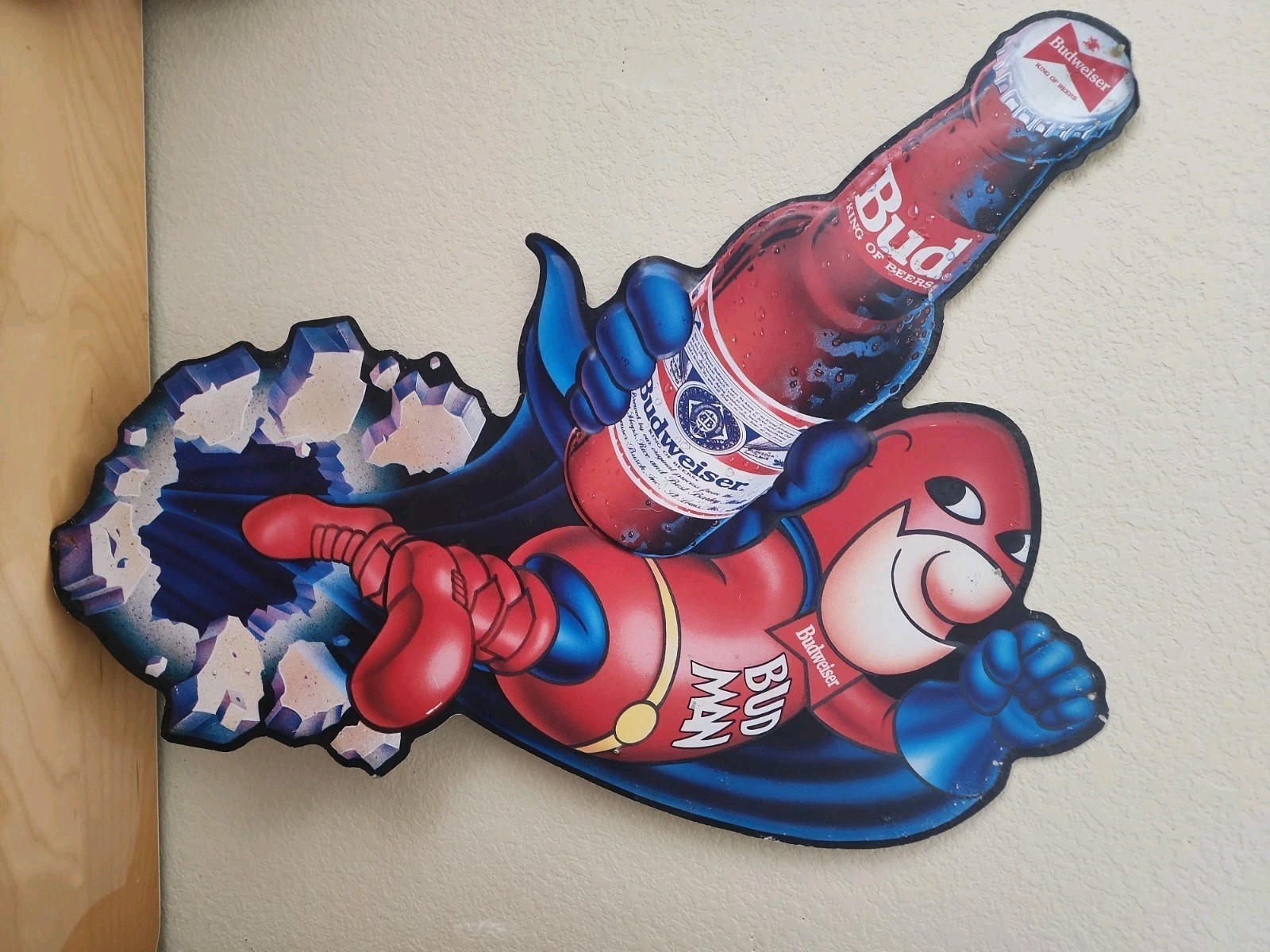 VINTAGE 1989 BUD MAN BUDWEISER TIN METAL SIGN 29\'\' NEW VINTAGE 1989 BUD MAN BUDWEISER TIN METAL SIGN 29\'\' NEW