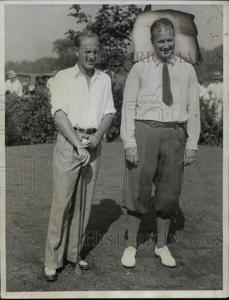 1933 Press Photo George Dunlap, Max Marston on first tee at Nat'l Amateur tourn 1933 Press Photo George Dunlap, Max Marston on first tee at Nat'l Amateur tourn