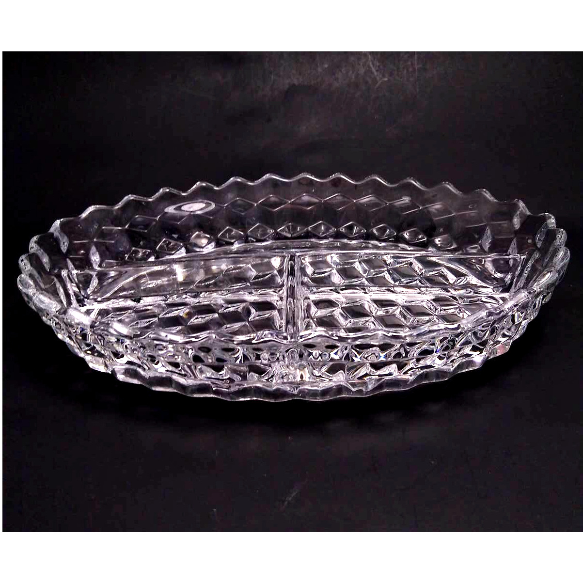 Vintage Fostoria Crystal American Clear Oval Divided Dish